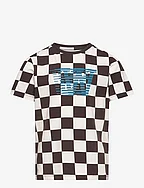Ola junior checkered T-shirt - OFF-WHITE/BLACK COFFEE AOP