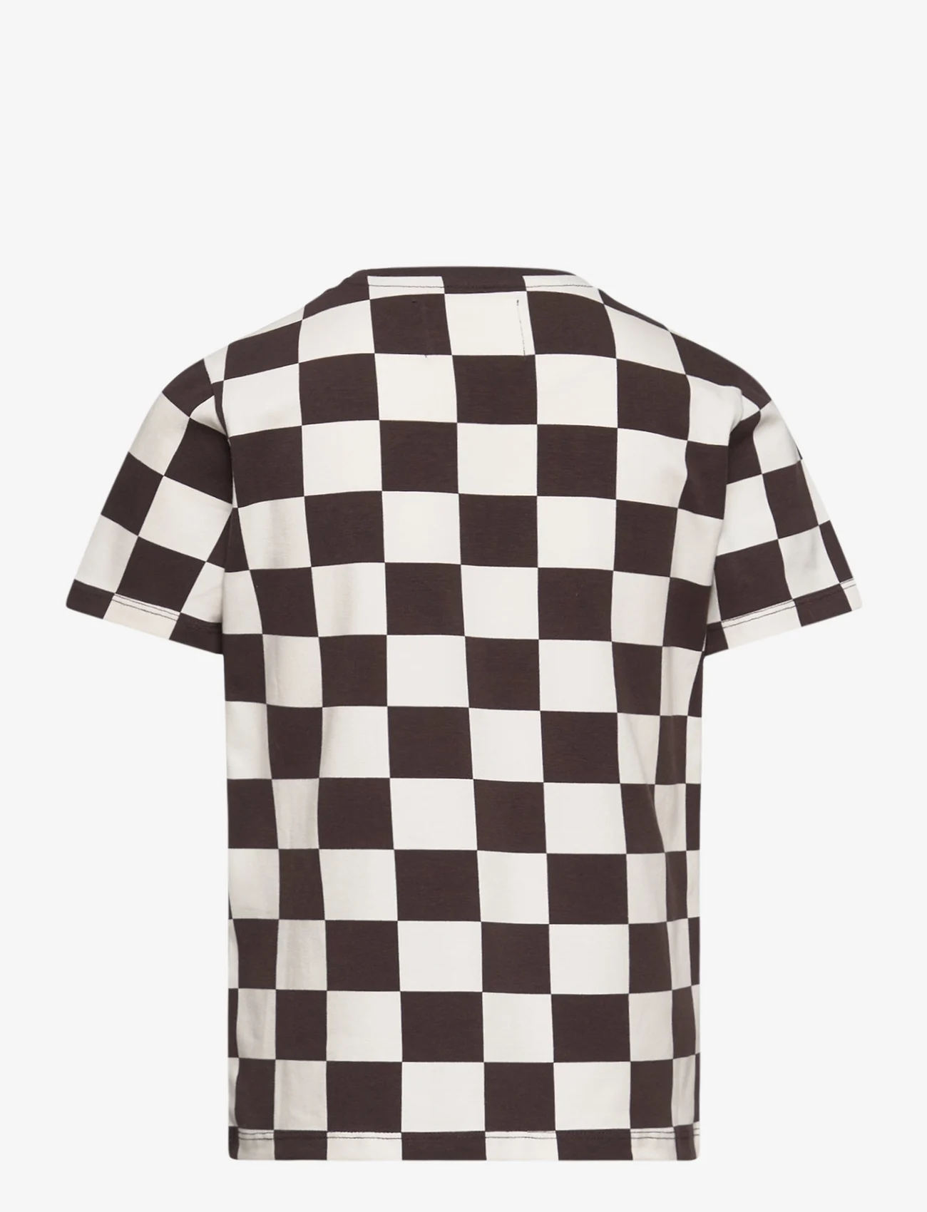 Wood Wood - Ola junior checkered T-shirt - kortermede - off-white/black coffee aop - 1