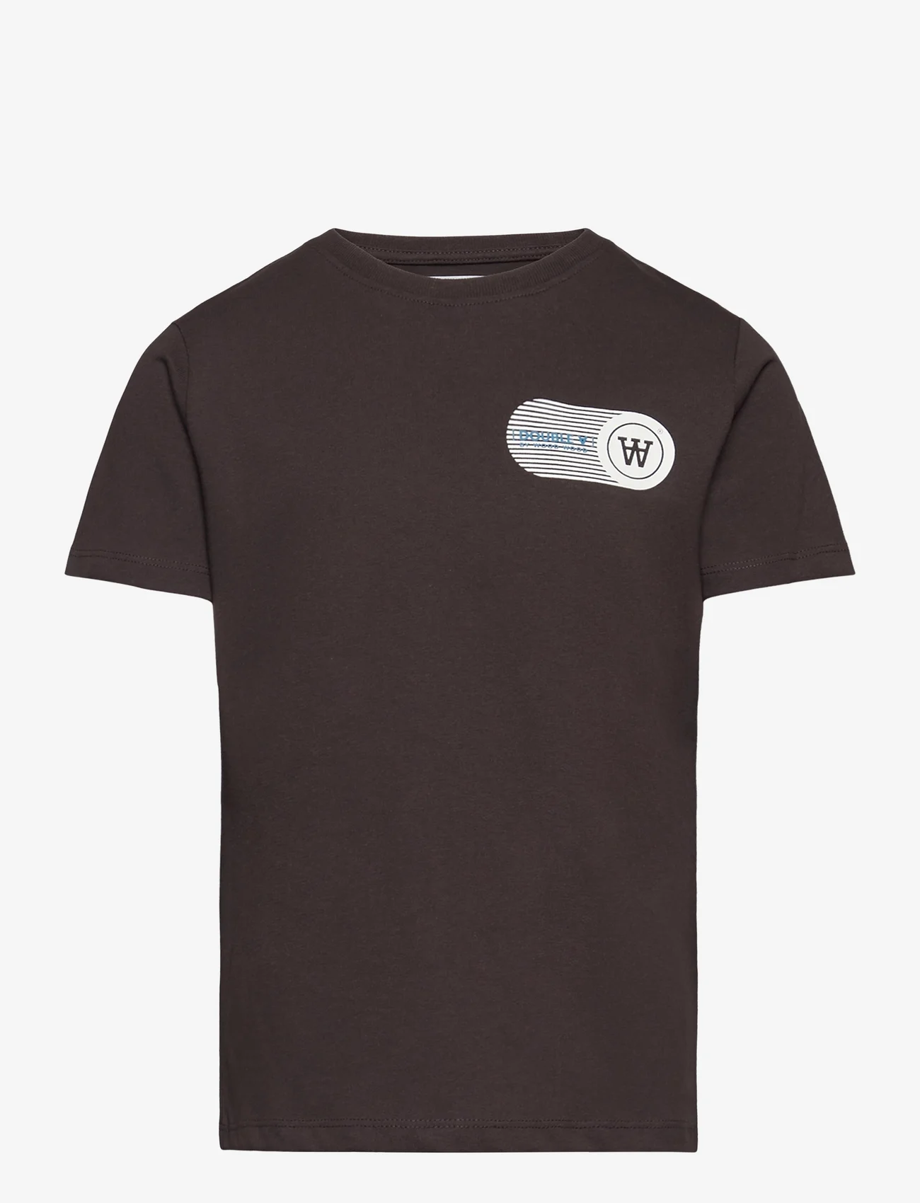 Wood Wood - Ola kids print T-shirt - trumpomis rankovėmis - black coffee - 0