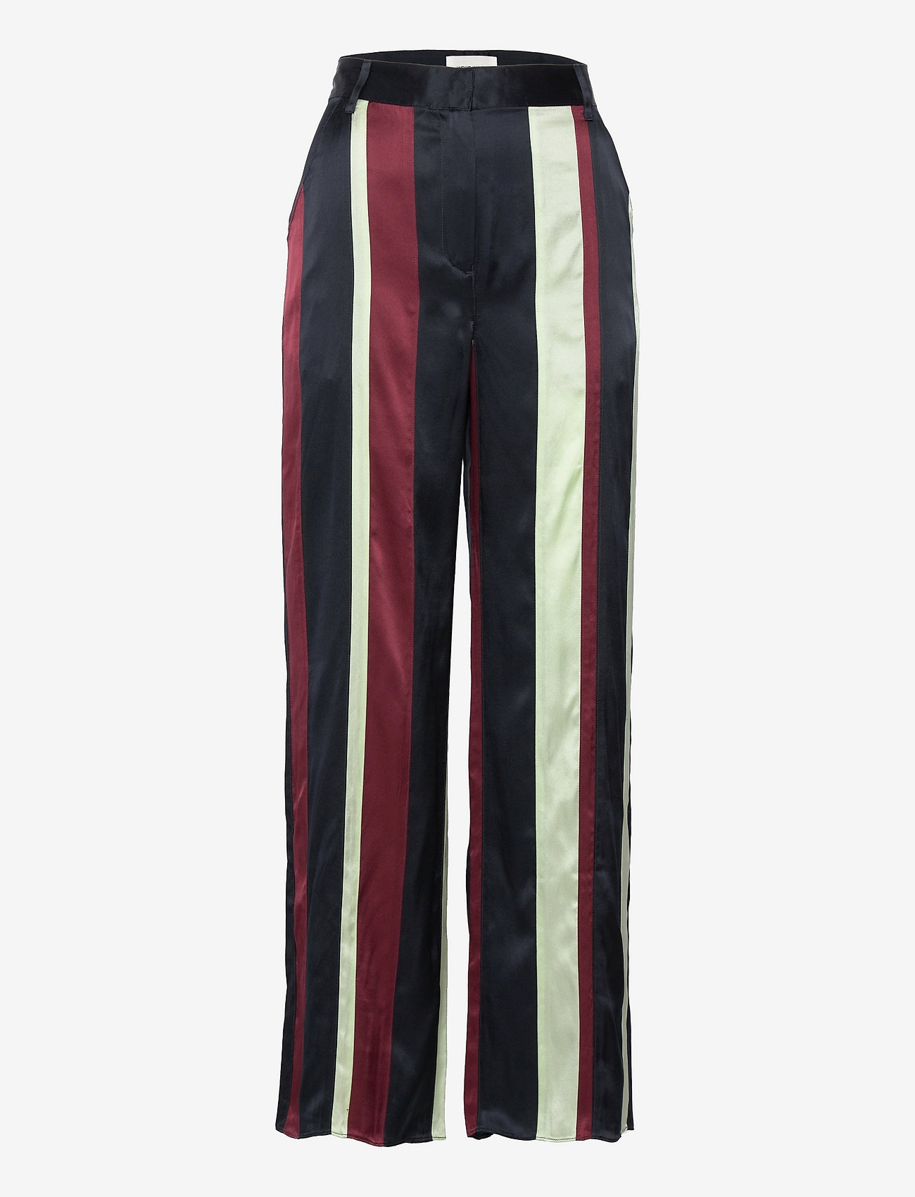 Wood Wood - Bella satin trousers - spodnie szerokie - navy color block - 0