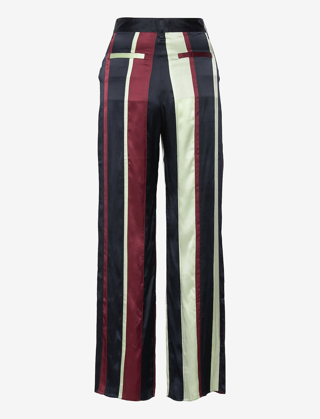 Wood Wood - Bella satin trousers - spodnie szerokie - navy color block - 1