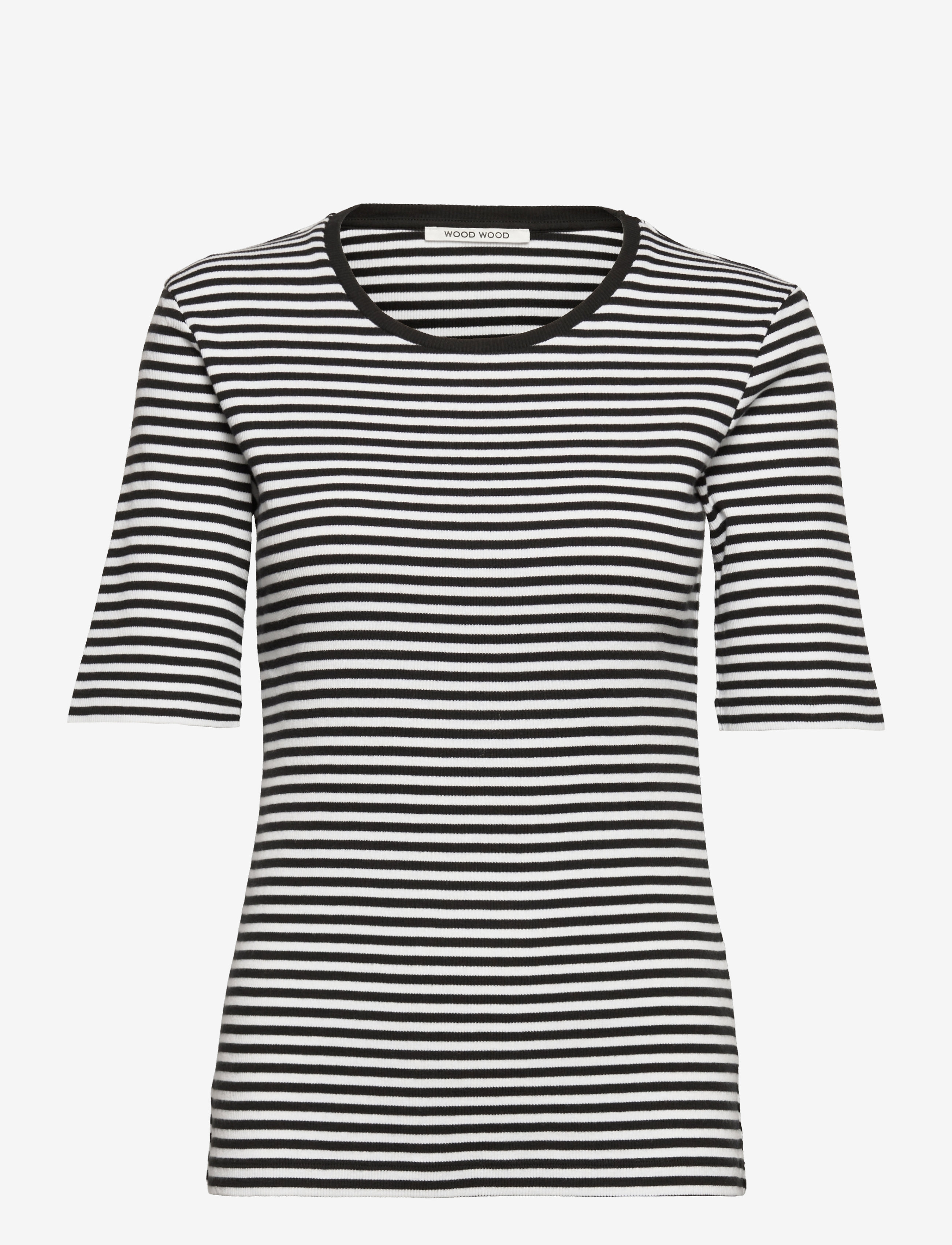 Wood Wood - Mona fine rib jersey T-shirt - white/black - 0