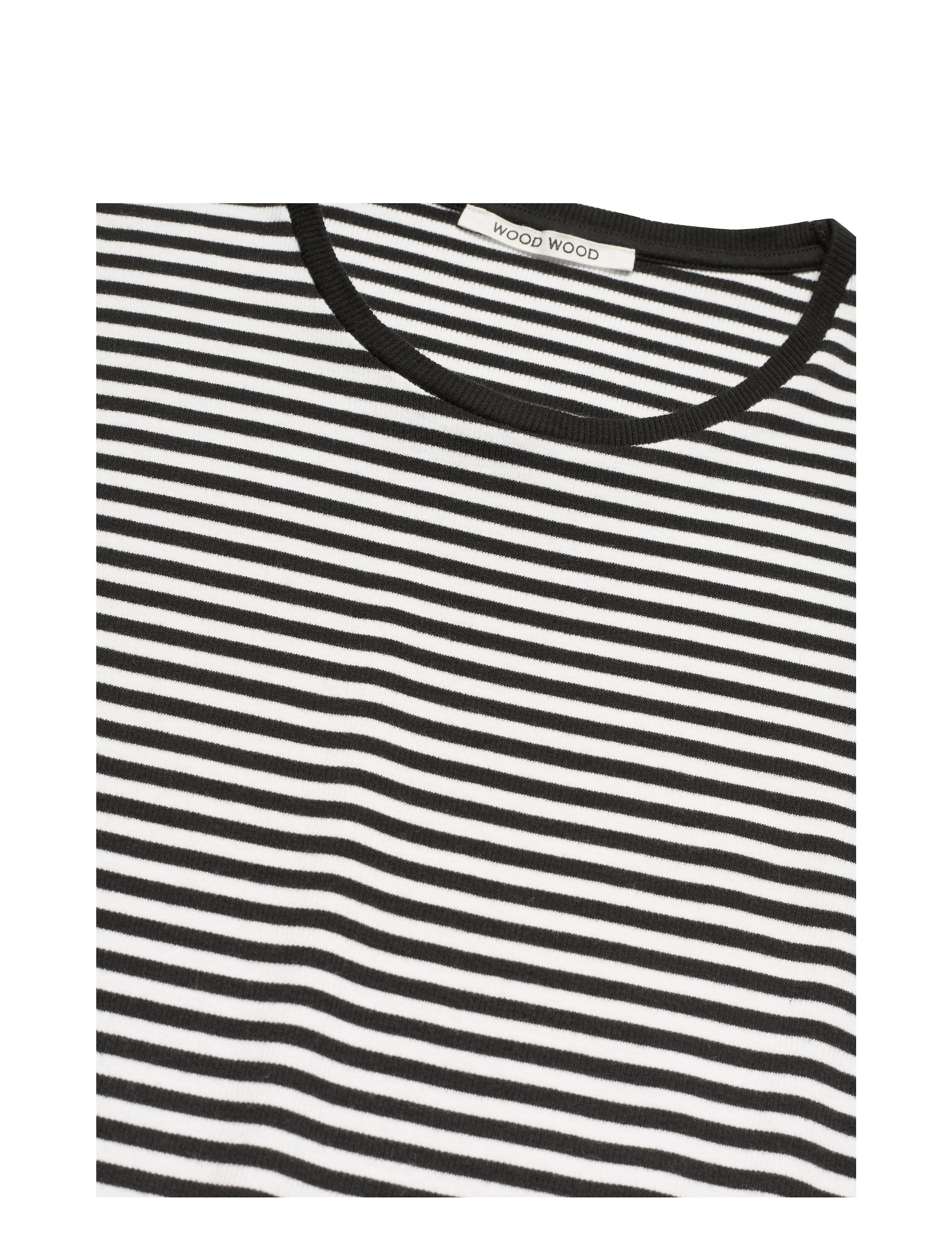 Wood Wood - Mona fine rib jersey T-shirt - white/black - 2