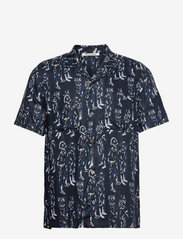 Wood Wood - Brandon JC drapy twill shirt - kortärmade t-shirts - navy - 0