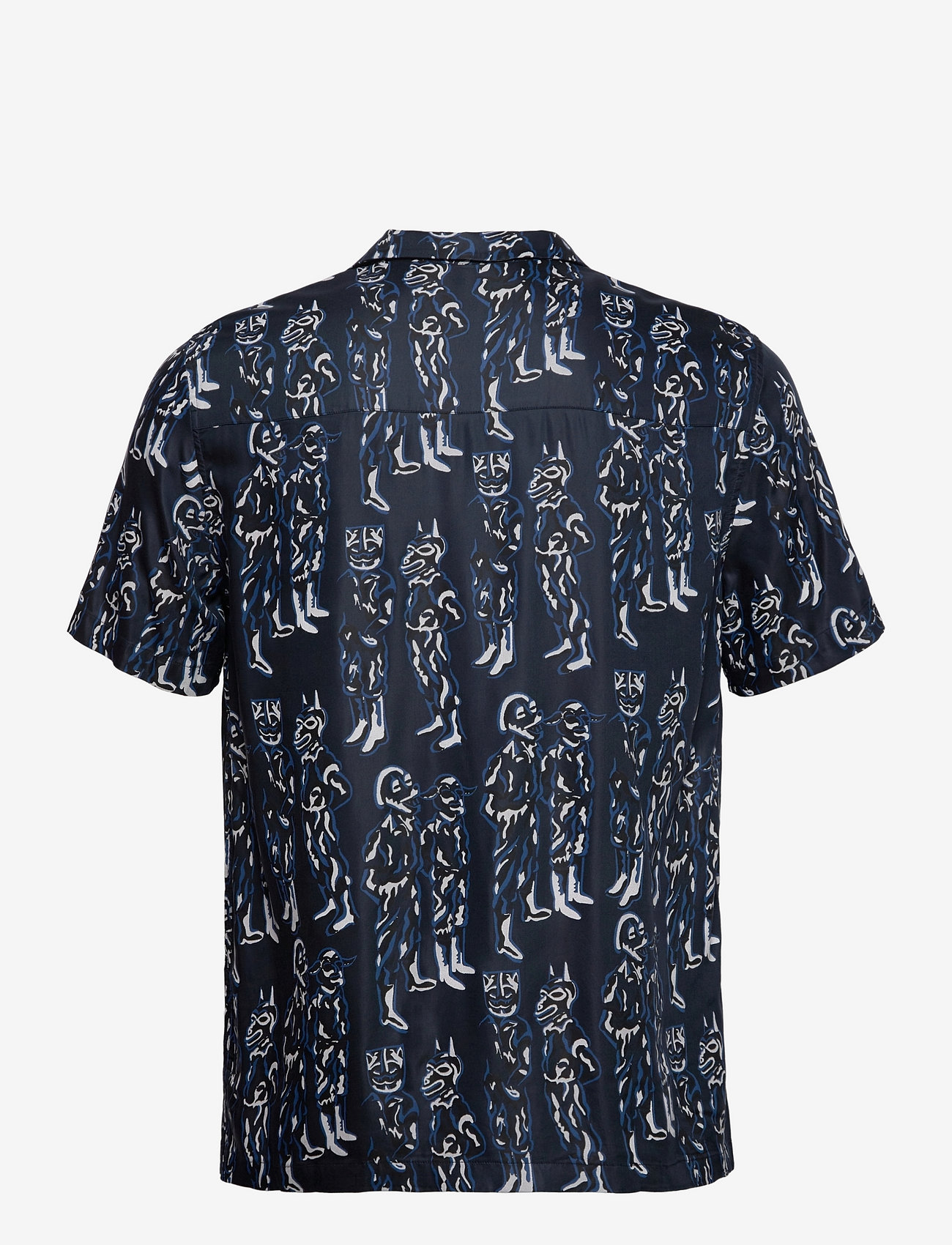 Wood Wood - Brandon JC drapy twill shirt - kortärmade t-shirts - navy - 1