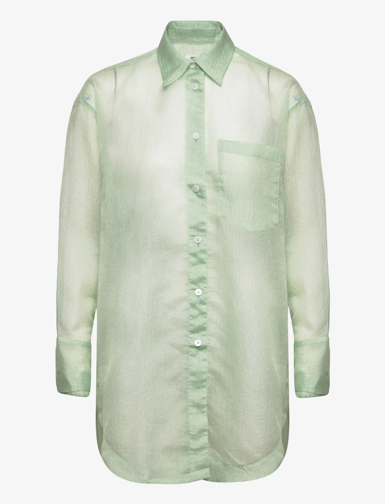 Wood Wood - Beth crinkled shirt - langærmede skjorter - light green - 0