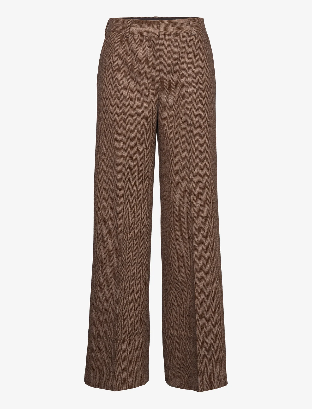 Wood Wood - Juno herringbone wool trousers - lietišķā stila bikses - camel - 0