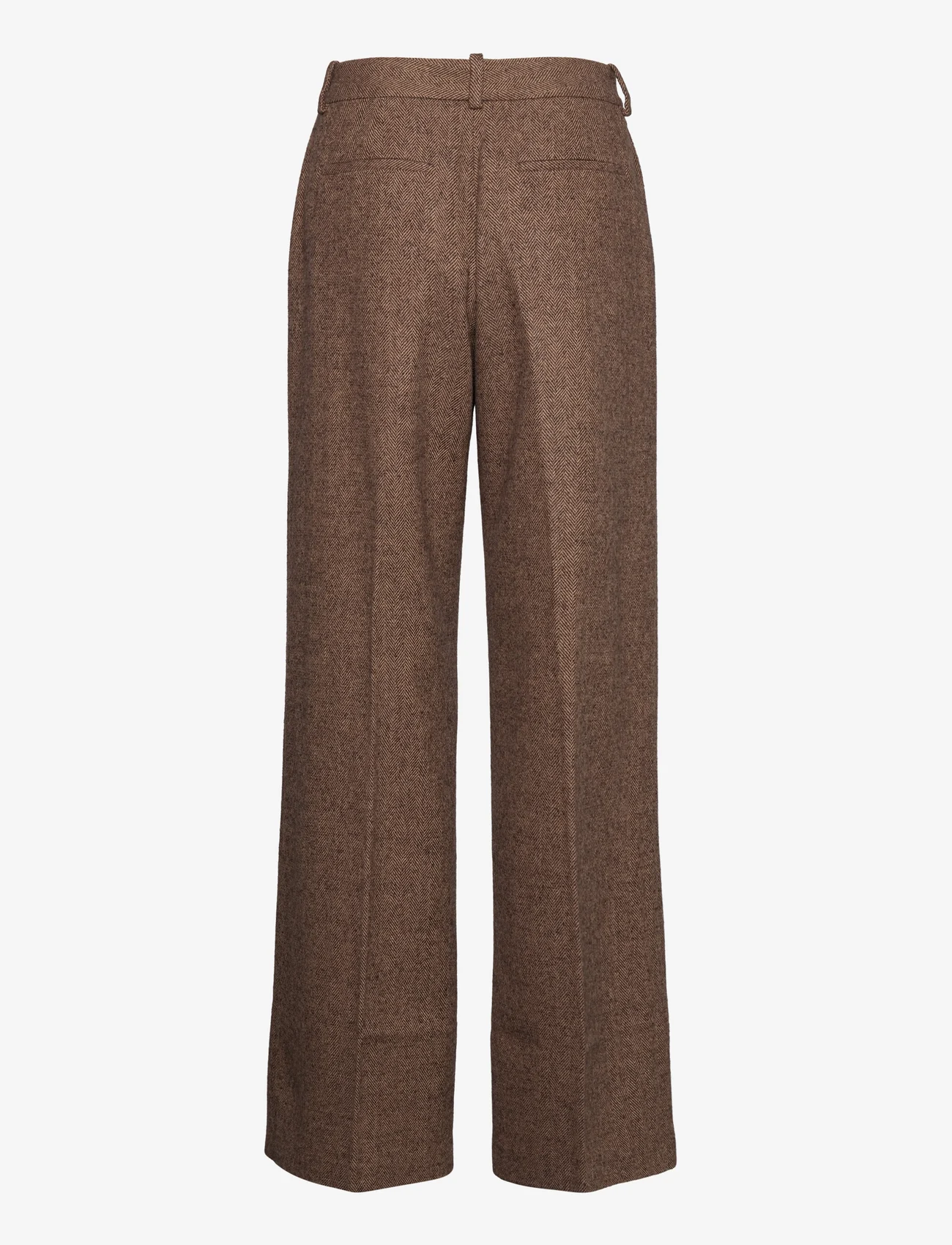 Wood Wood - Juno herringbone wool trousers - tailored trousers - camel - 1