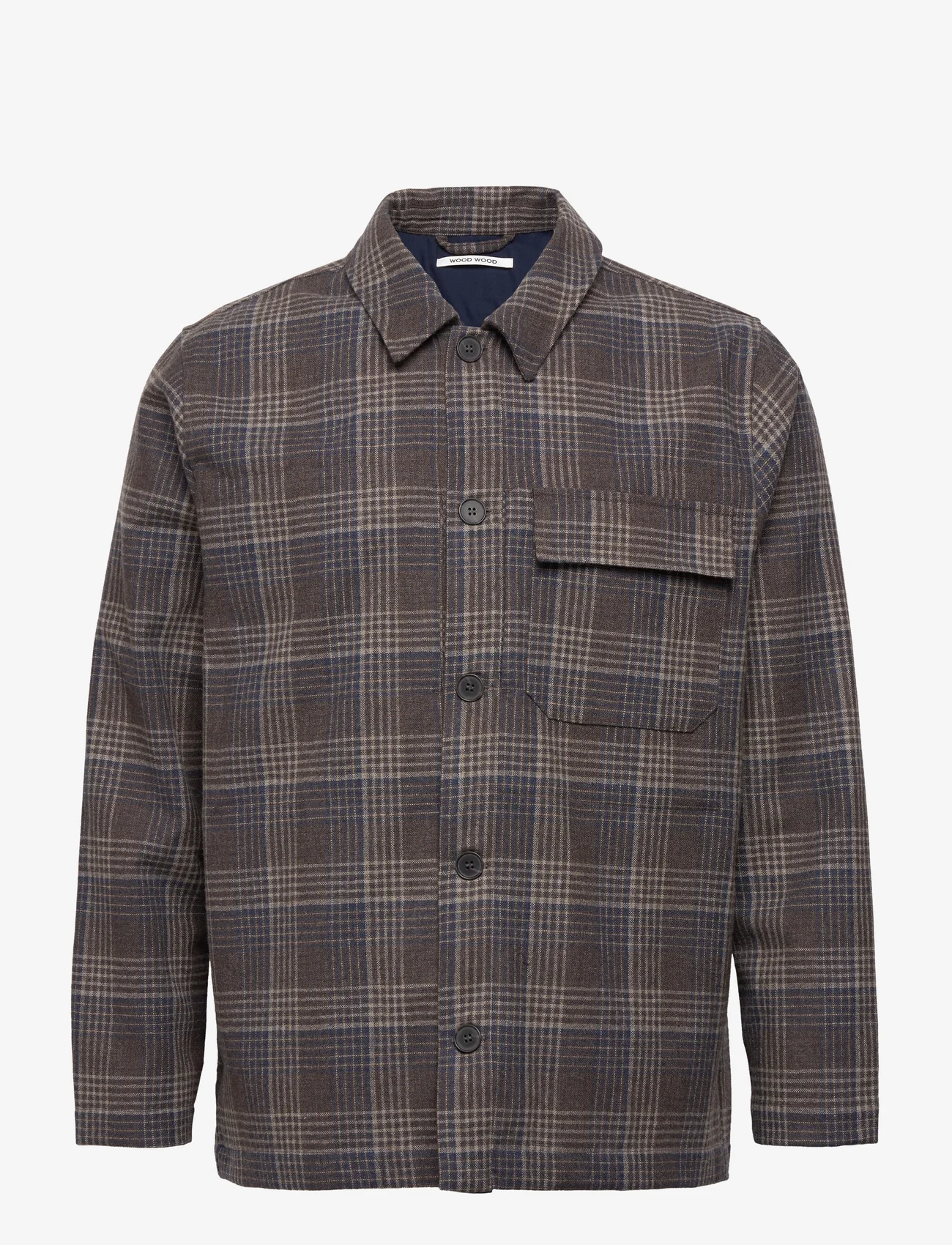 Wood Wood - Clive wool shirt - mężczyźni - taupe - 0