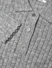 Wood Wood - Blossom rib LS polo - polo shirts - grey melange - 2