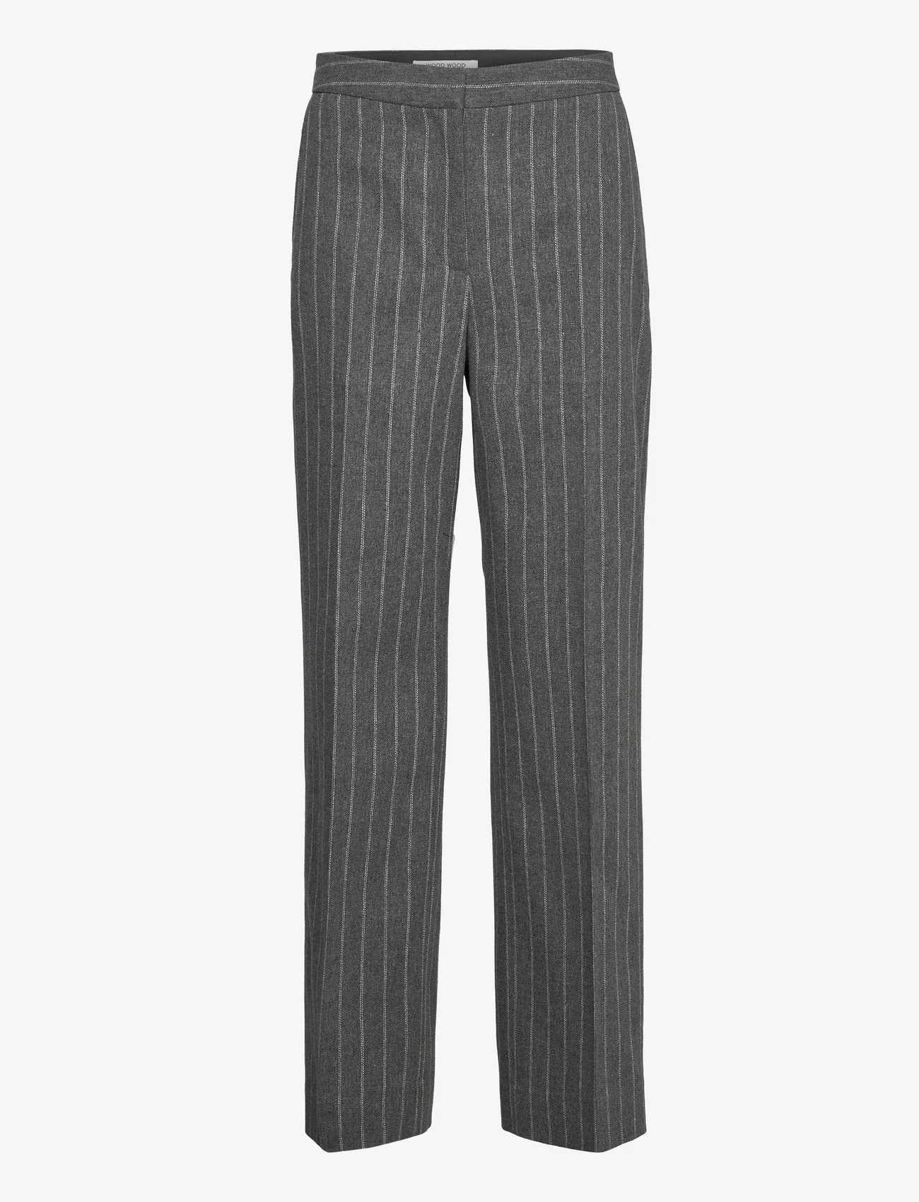 Wood Wood - Willow wool trousers - rette bukser - charcoal - 0