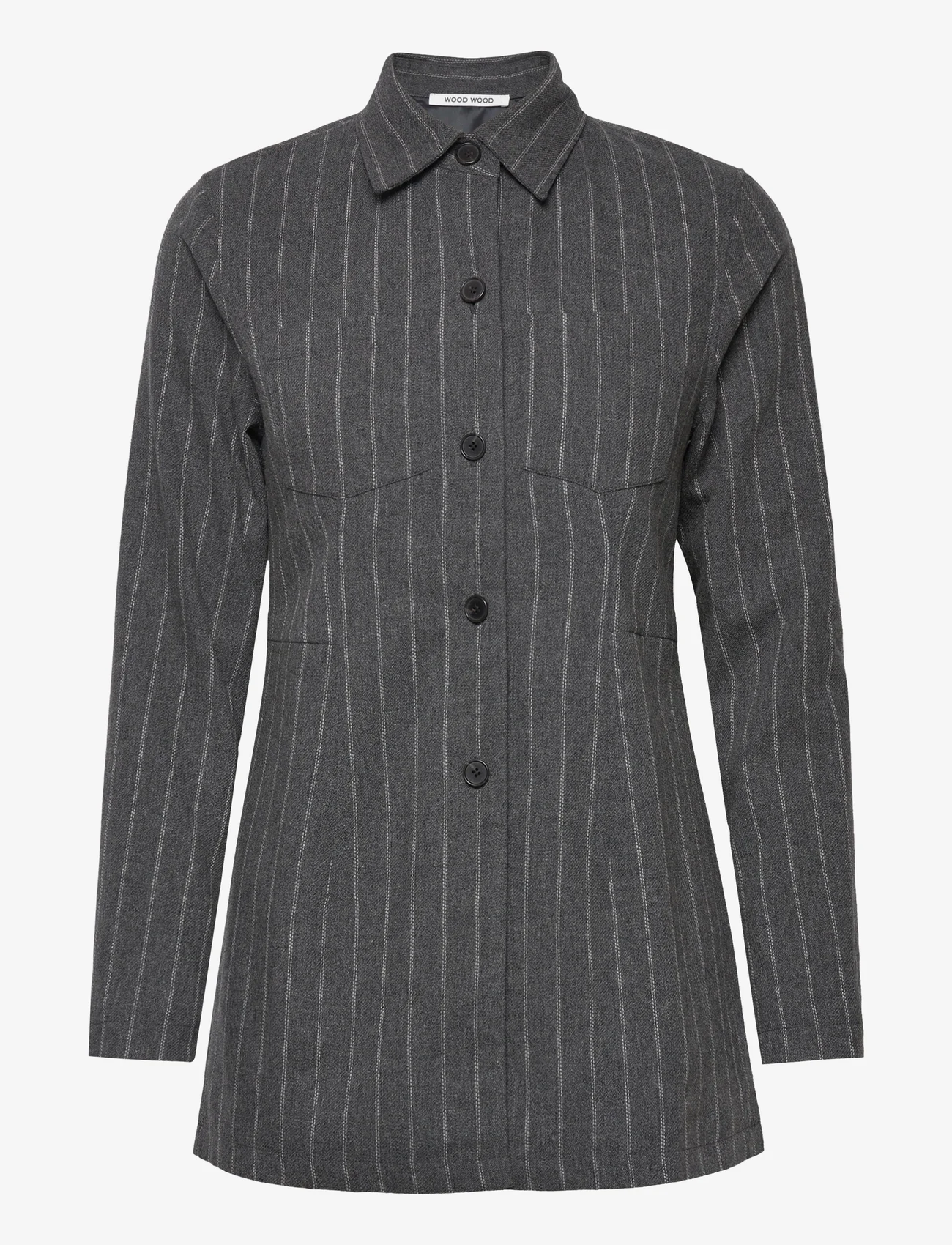 Wood Wood - Jada wool shirt - langermede skjorter - charcoal - 0