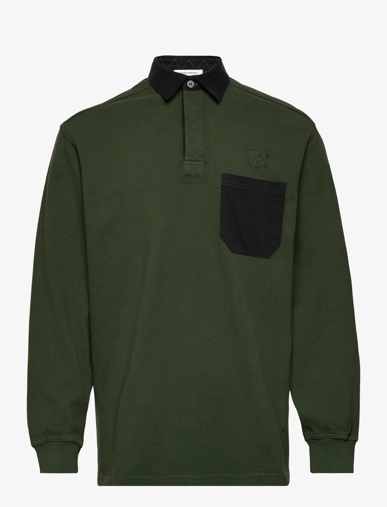 Wood Wood - Brodie rugby shirt - polo krekli ar garām piedurknēm - forest green - 0