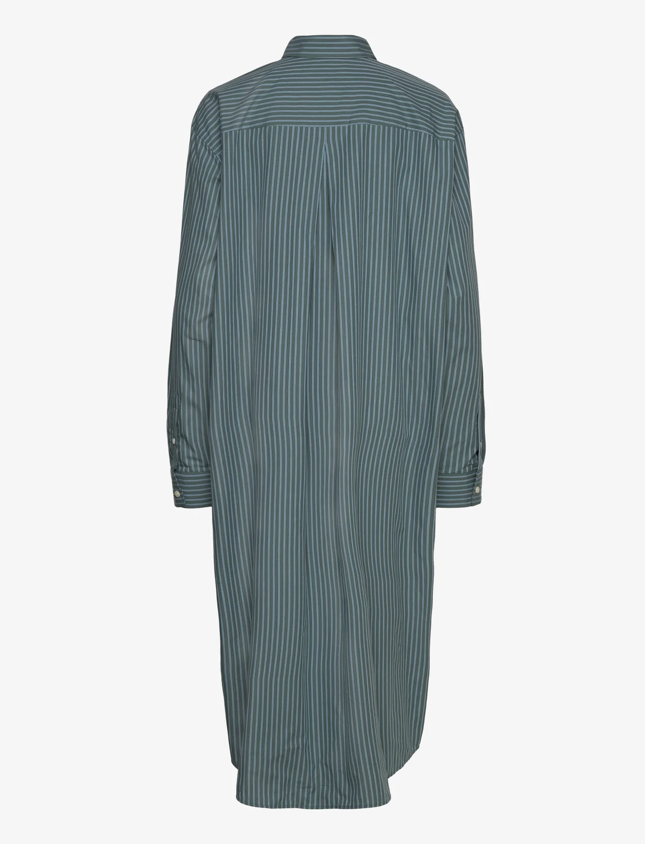 Wood Wood - Jaden poplin stripe dress - skjortklänningar - dusty green - 1