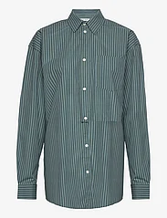 Wood Wood - Jade poplin stripe shirt - krekli ar garām piedurknēm - dusty green - 0