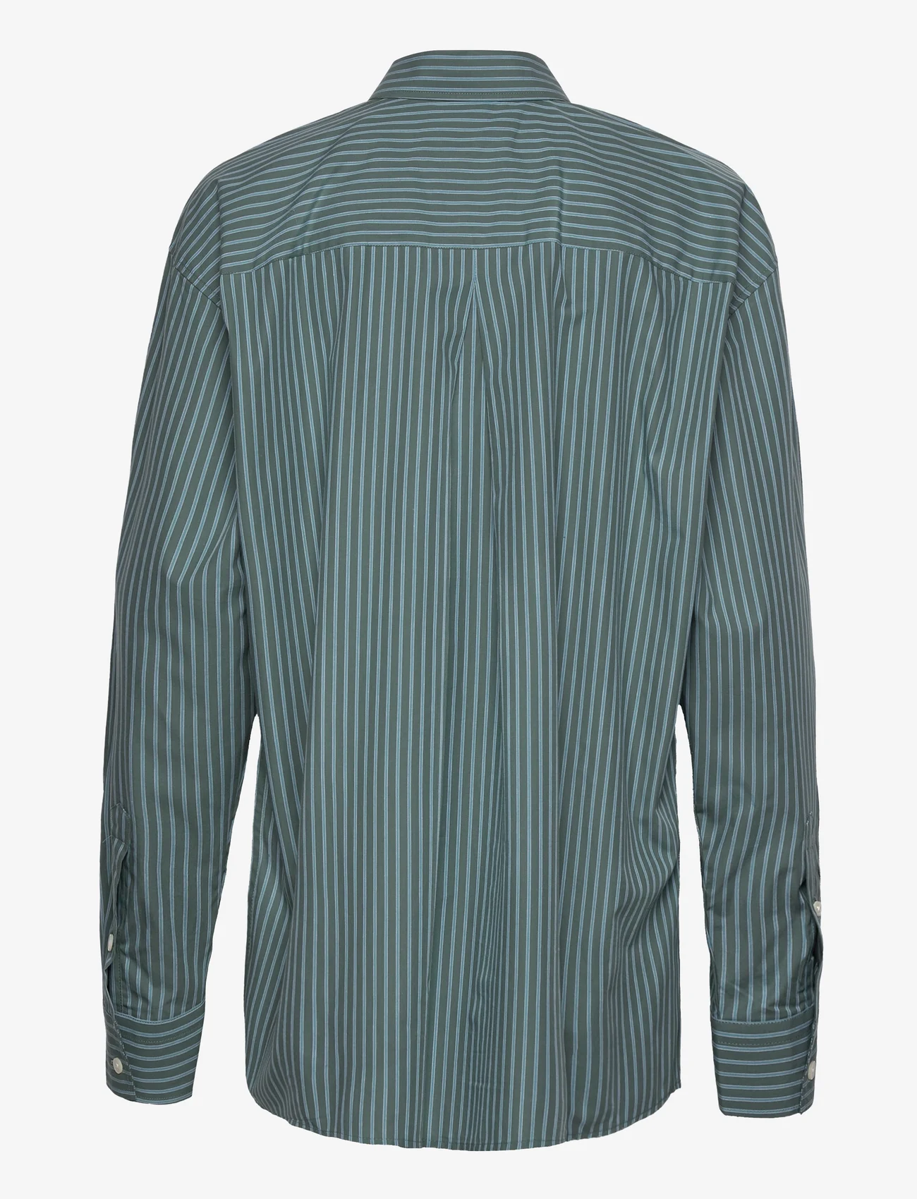 Wood Wood - Jade poplin stripe shirt - langermede skjorter - dusty green - 1