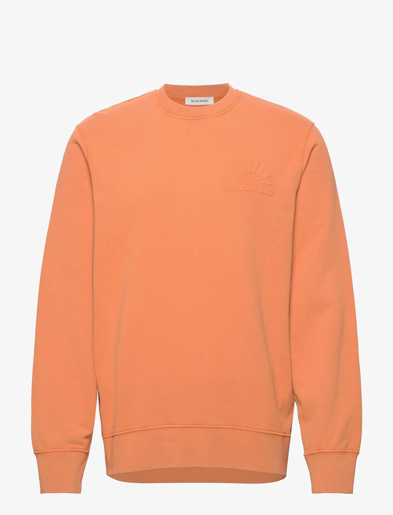 Wood Wood - Hugh embossed sweatshirt - huvtröjor - abricot orange - 0