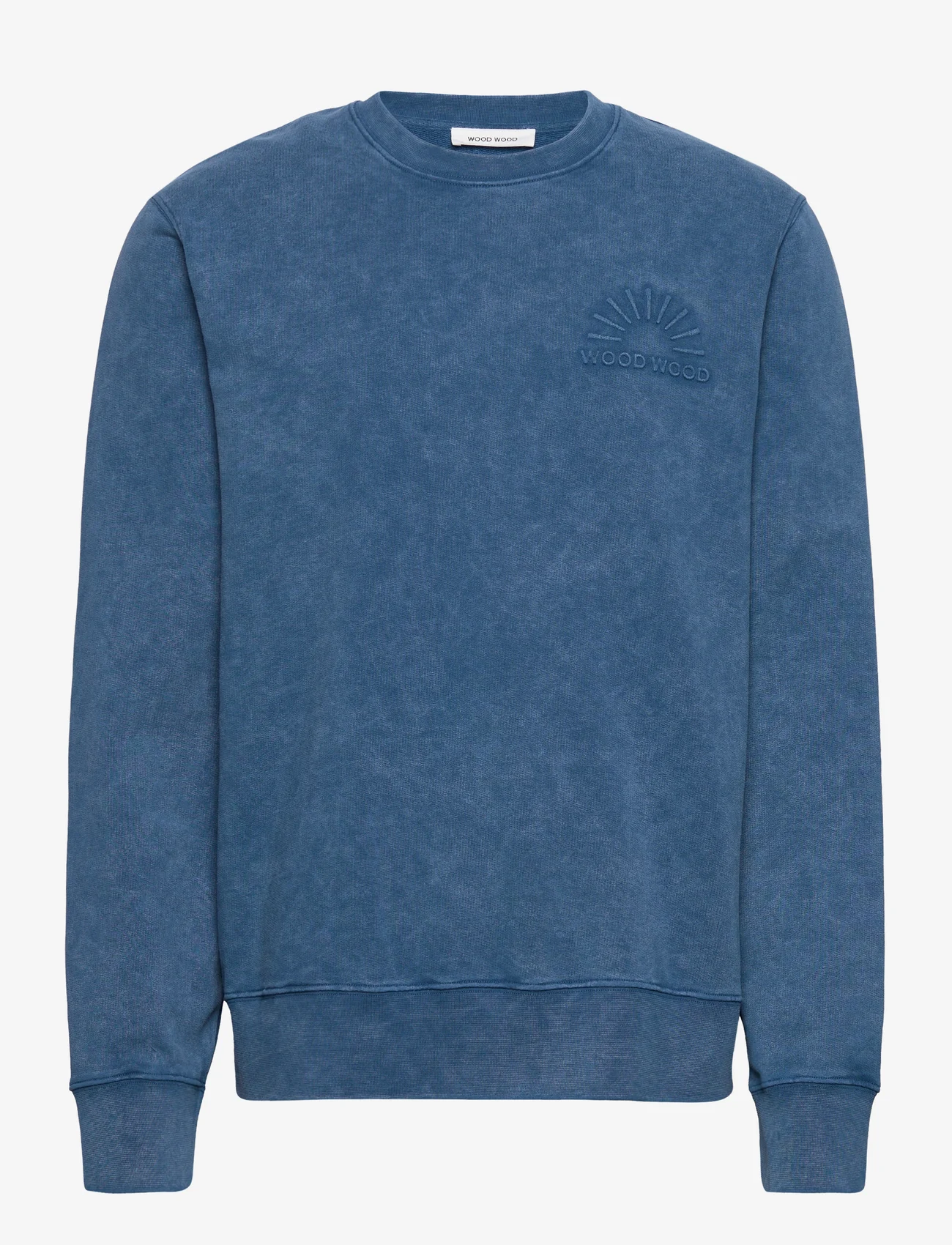 Wood Wood - Hugh embossed sweatshirt - huvtröjor - dark blue - 0