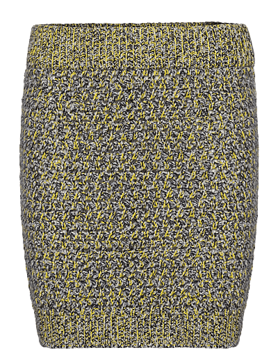 WOOD WOOD Norma Mouline knit mini skirt - Kjolar - DARK GREY / yellow