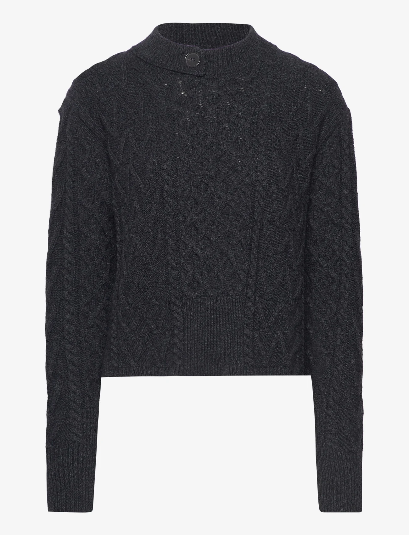 Wood Wood - Tania Aran knit jumper - neulepuserot - dark grey - 0