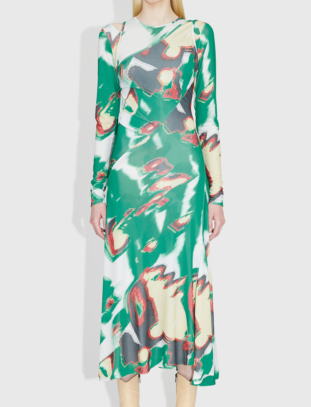 Wood Wood - Erica print wrap dress - sukienki kopertowe - bright green - 0