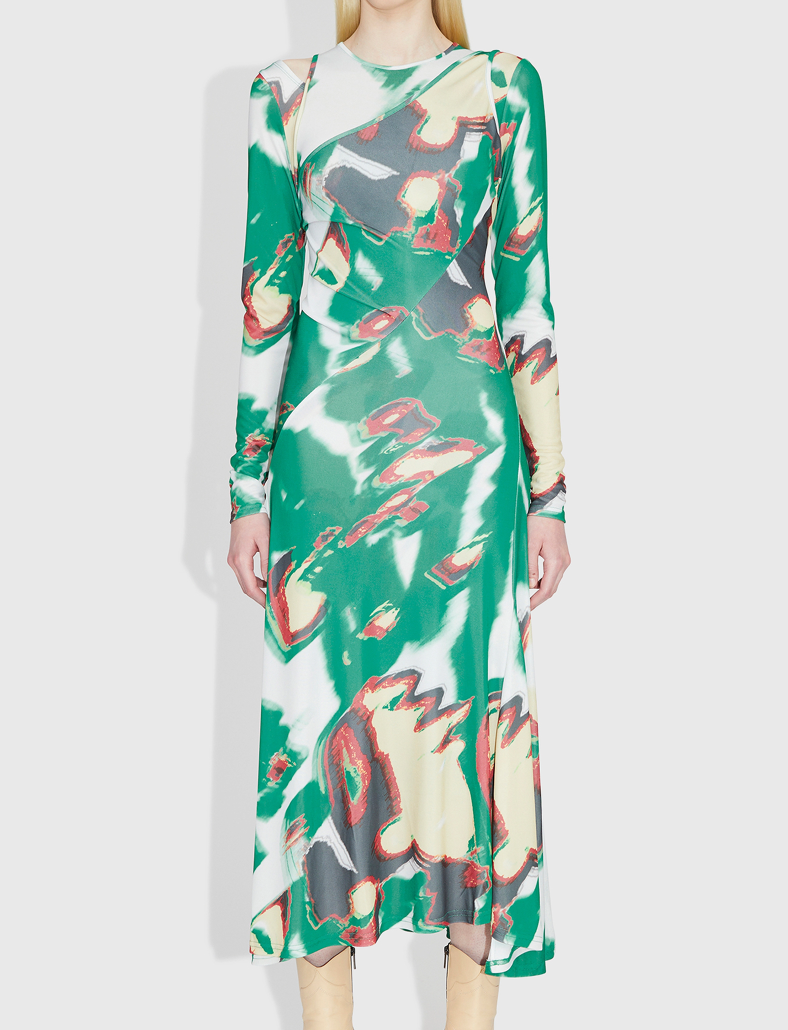 WOOD WOOD Erica print wrap dress - Omlottklänning - BRIGHT GREEN / green