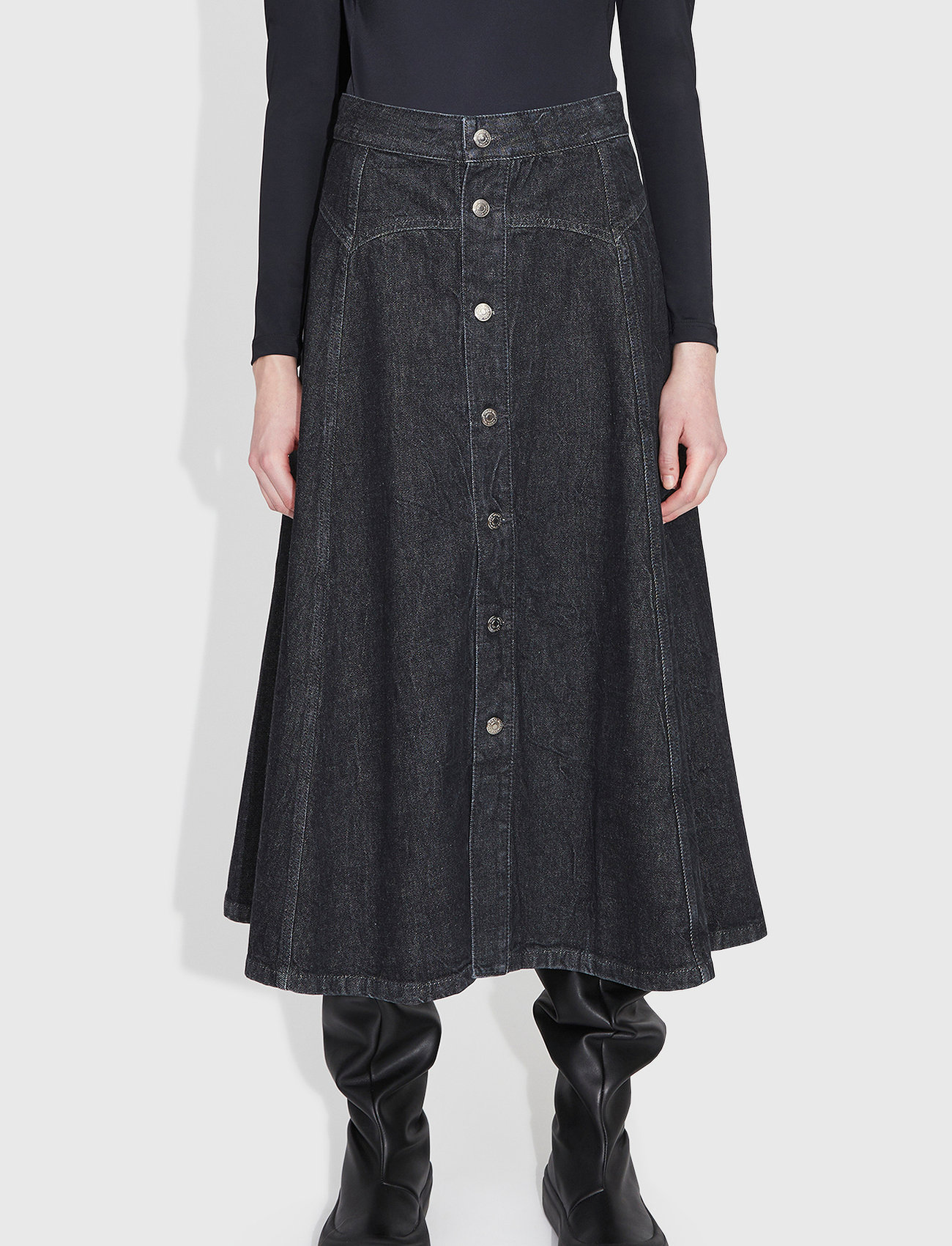 Wood Wood - Agatha Denim Skirt - denim skirts - black wash - 0