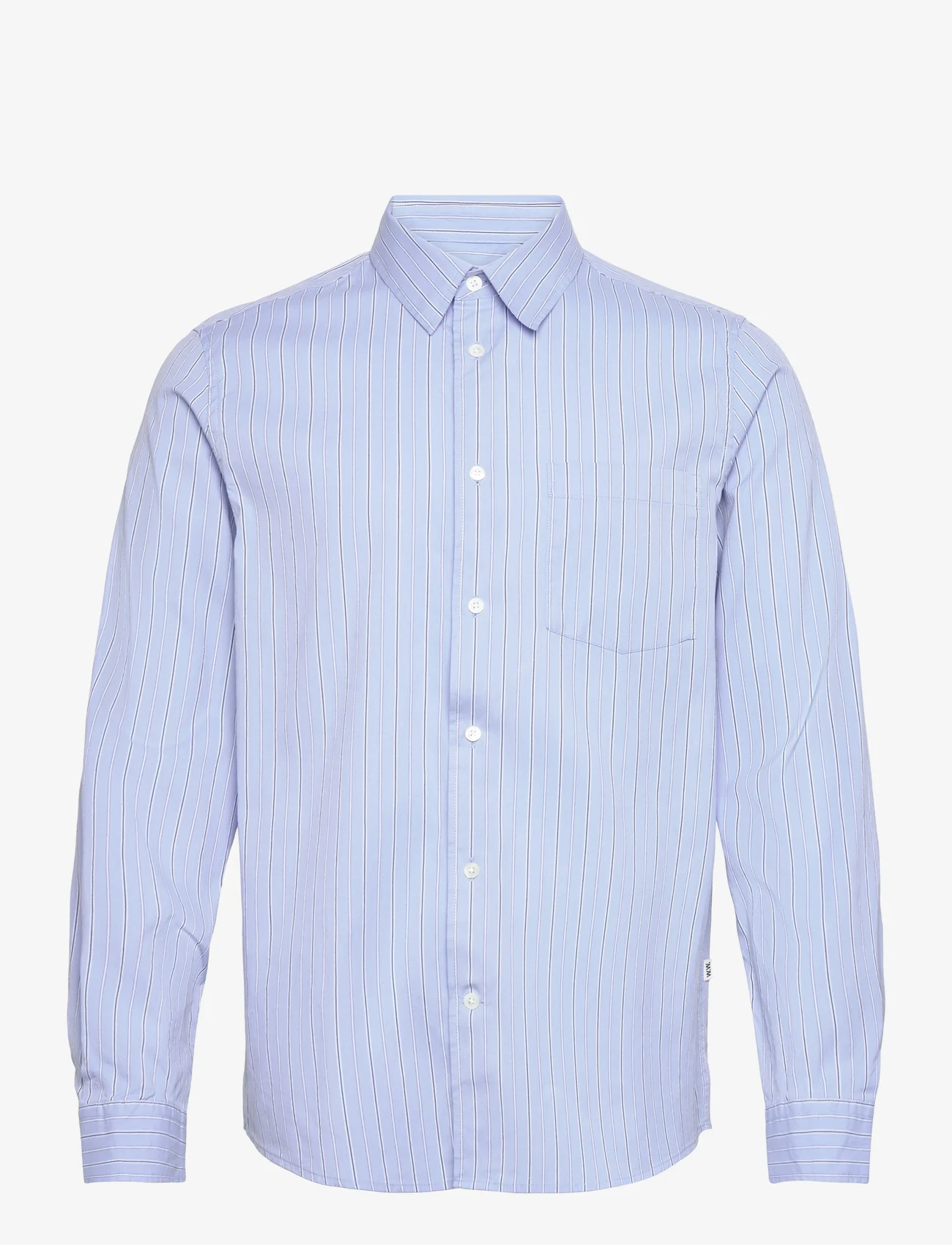 Wood Wood - Timothy Paper Poplin Shirt - lietišķā stila krekli - light blue stripes - 0