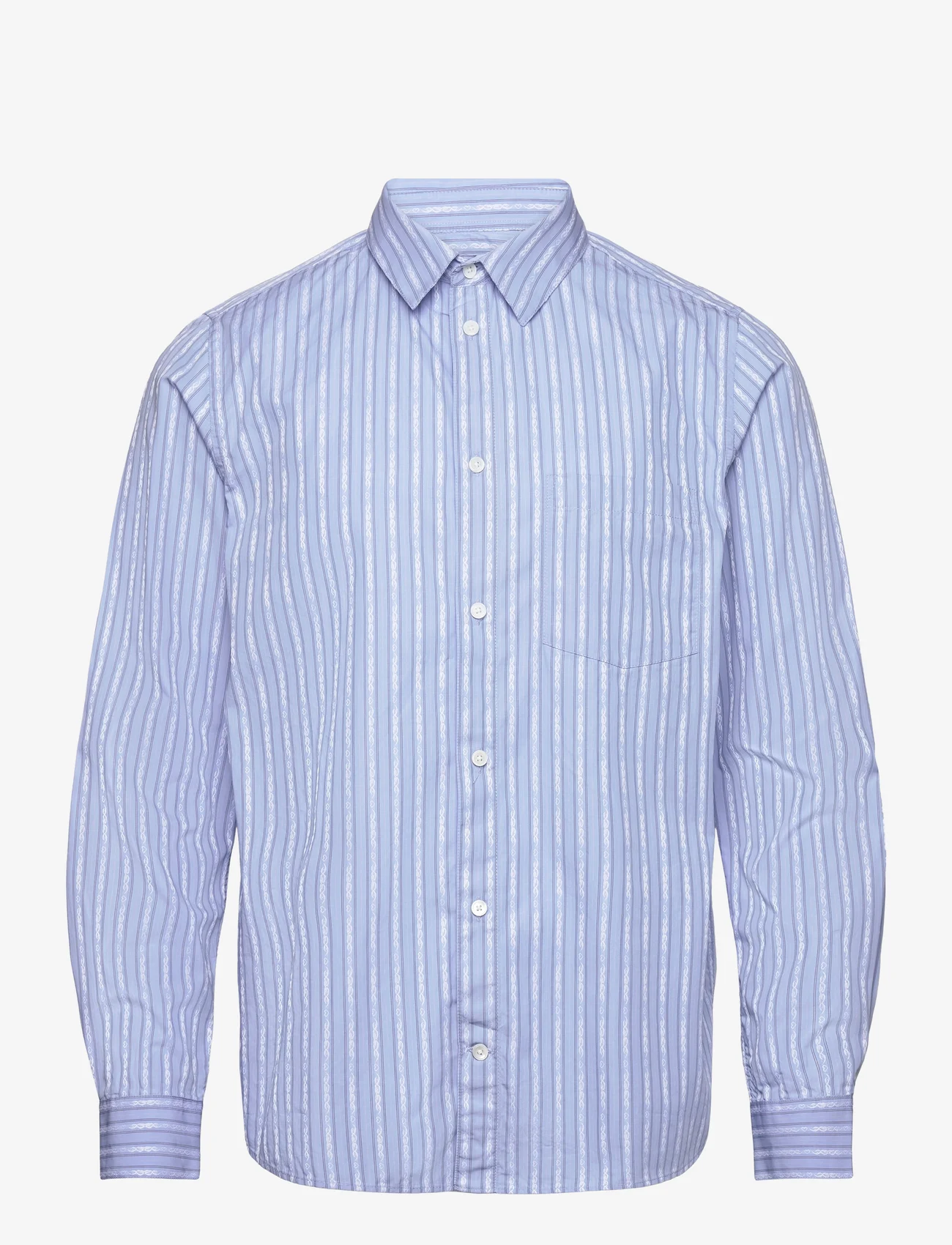 Wood Wood - Timothy Tattoo Stripe Shirt - kasdienio stiliaus marškiniai - azure blue stripes - 0