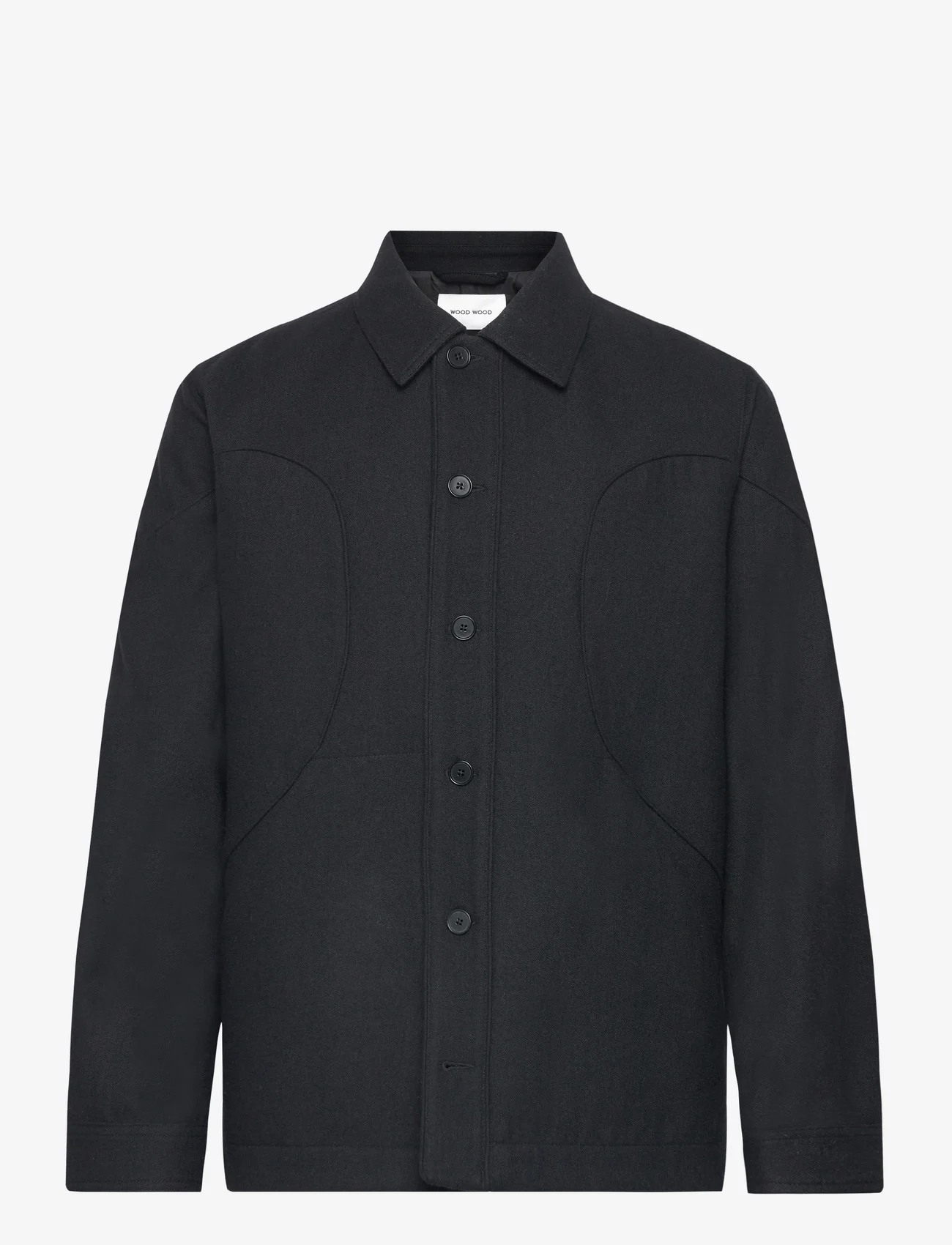 Wood Wood - Clive Panelled Shirt - wool jackets - black - 0
