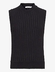 Wood Wood - Rasmus sheer stripe vest - knitted vests - black - 0
