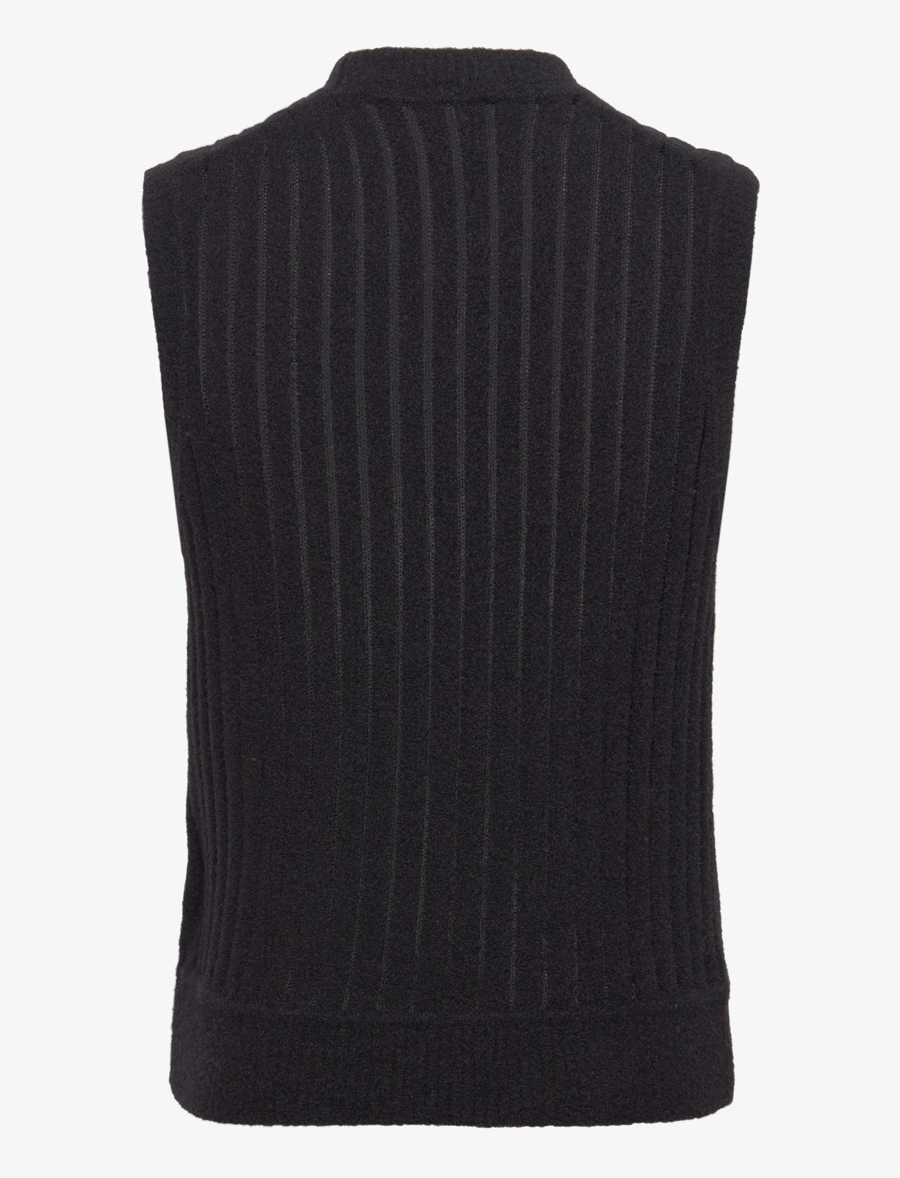 Wood Wood - Rasmus sheer stripe vest - knitted vests - black - 1