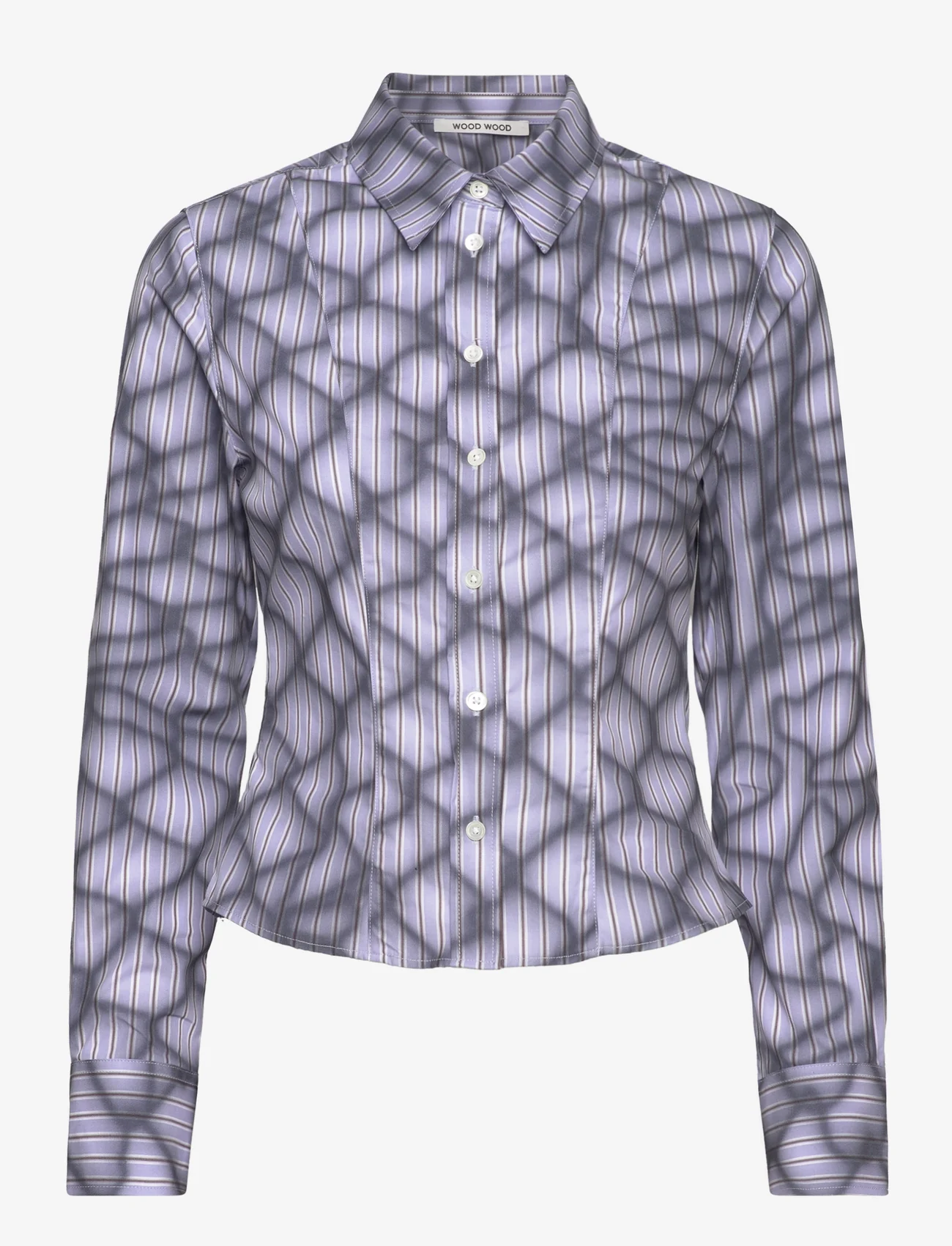 Wood Wood - Grace poplin shirt - krekli ar garām piedurknēm - azure blue stripes - 0