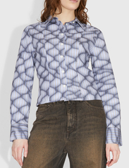 Wood Wood - Grace poplin shirt - krekli ar garām piedurknēm - azure blue stripes - 2