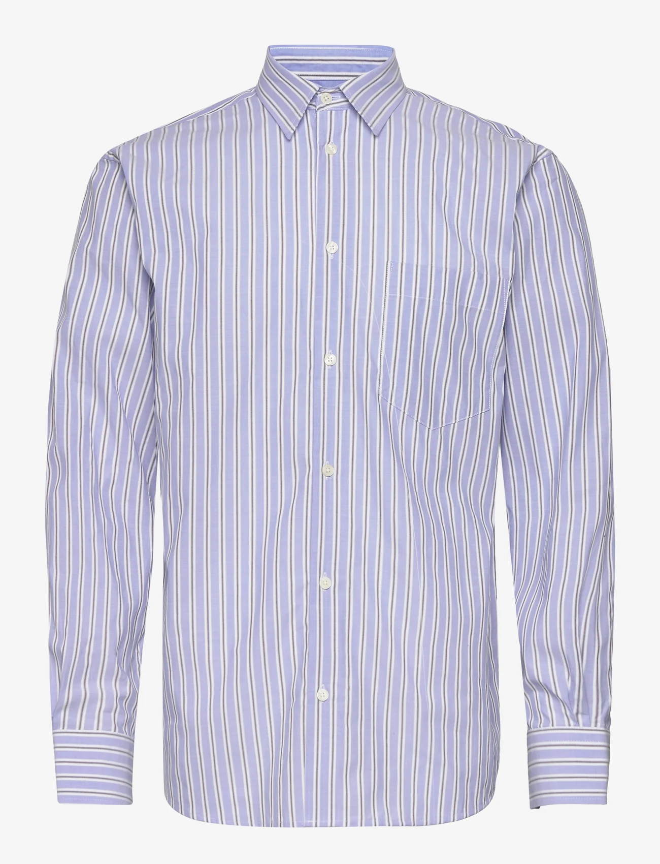 Wood Wood - Nico Poplin Shirt - peruskauluspaidat - azure blue stripes - 0