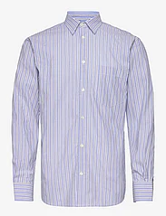 Wood Wood - Nico Poplin Shirt - basic krekli - azure blue stripes - 0