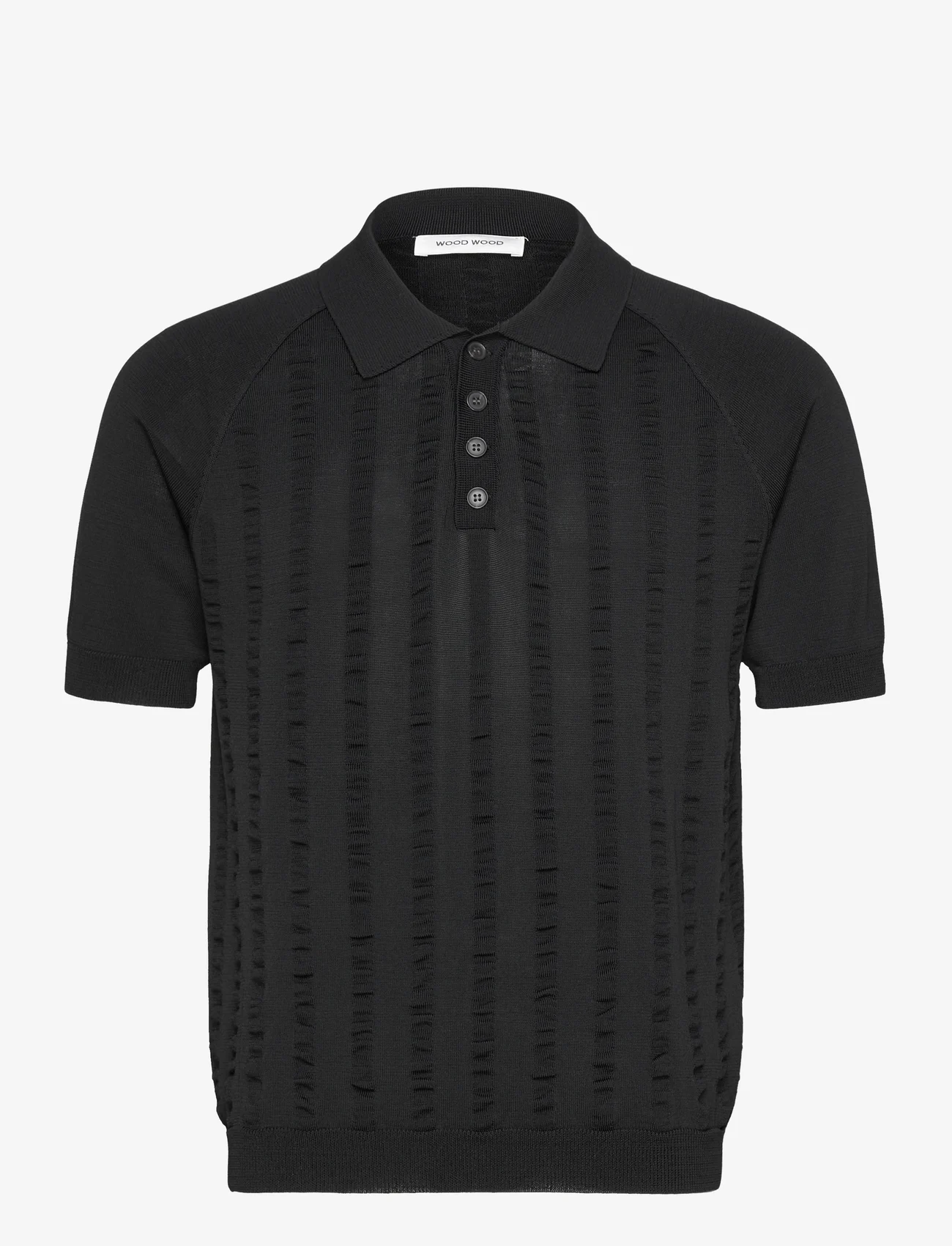 Wood Wood - Troy polo knit SS - heren - black - 0