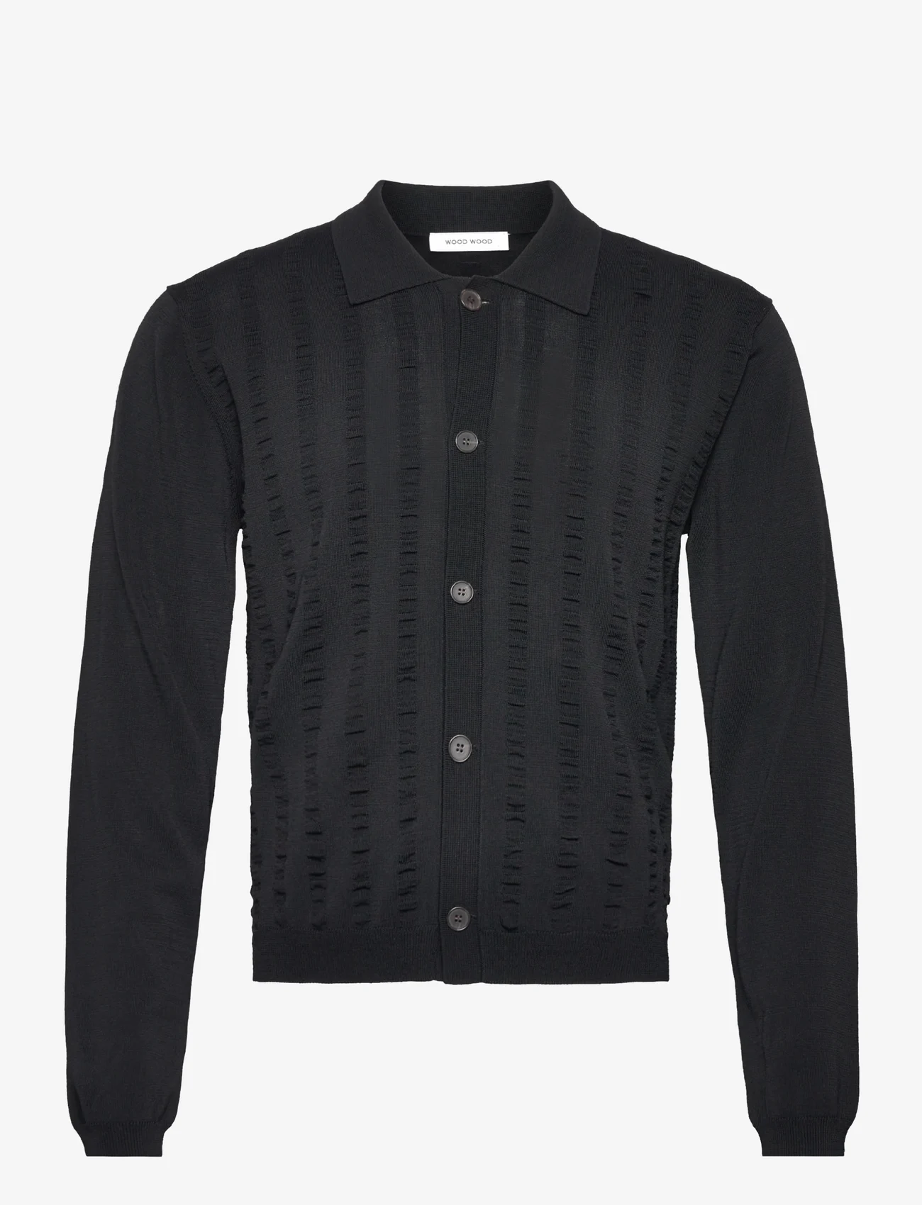 Wood Wood - Bryce knit shirt - koftor - black - 0