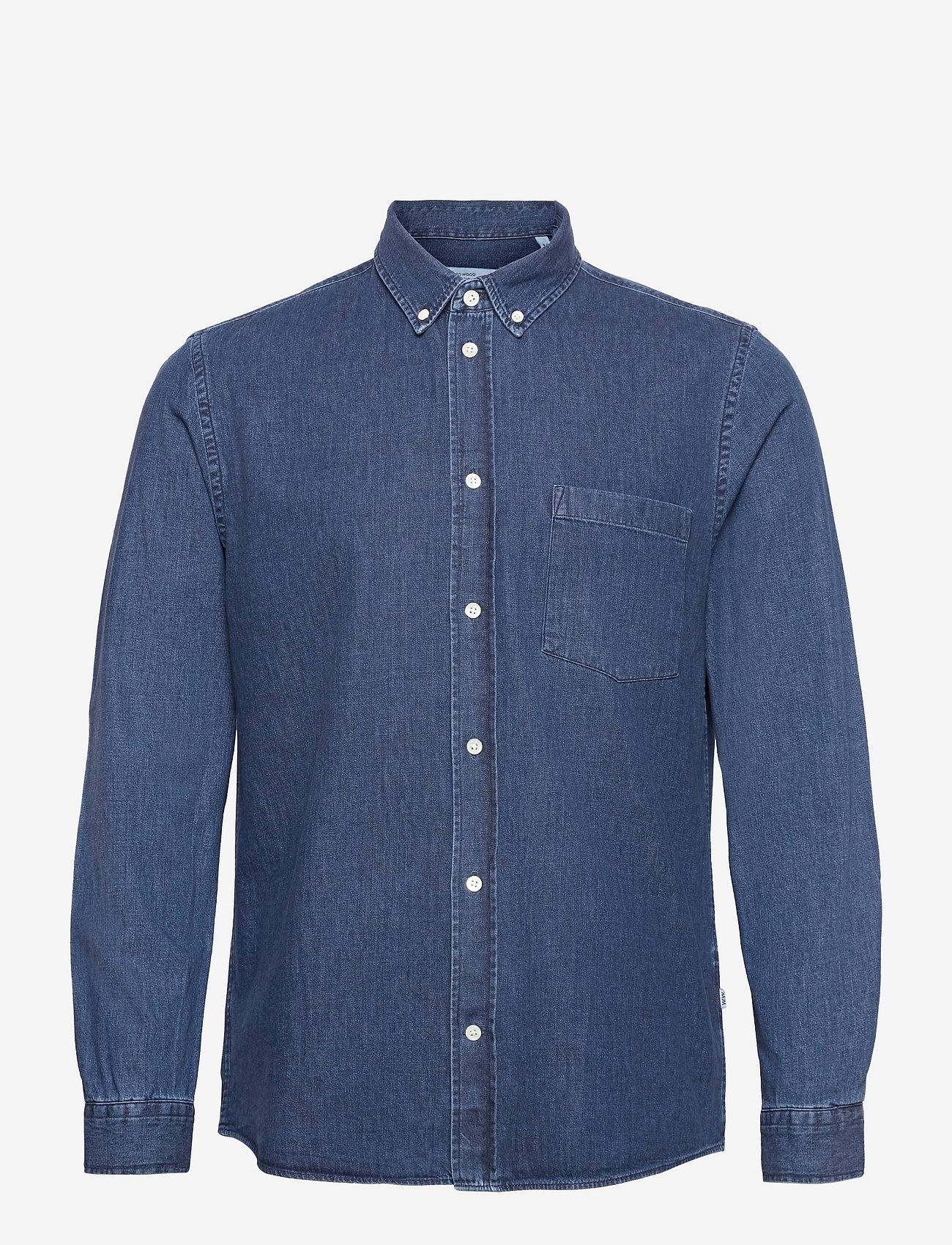 Wood Wood - Andrew classic denim shirt - basic skjorter - stone wash - 0