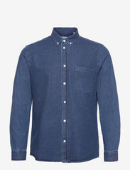Wood Wood - Andrew classic denim shirt - jeansskjorter - stone wash - 0
