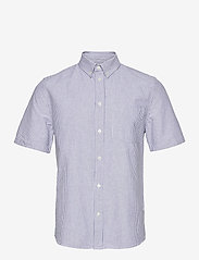 Wood Wood - Michael oxford shirt SS - lühikeste varrukatega t-särgid - blue stripes - 0