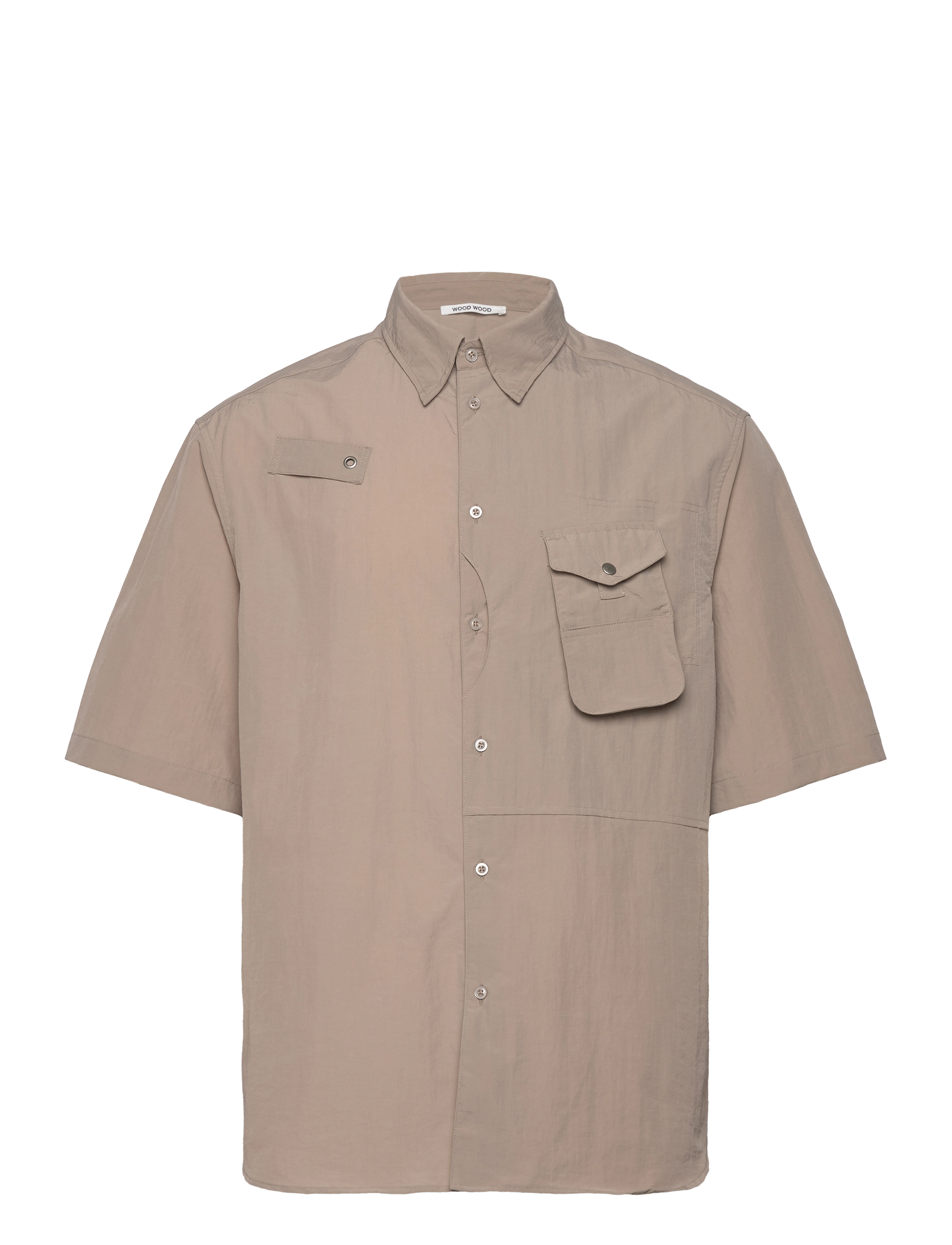 WOOD WOOD Jaxson Fisherman Shirt, M, Beige, Skjorter > Kortærmede, Herre