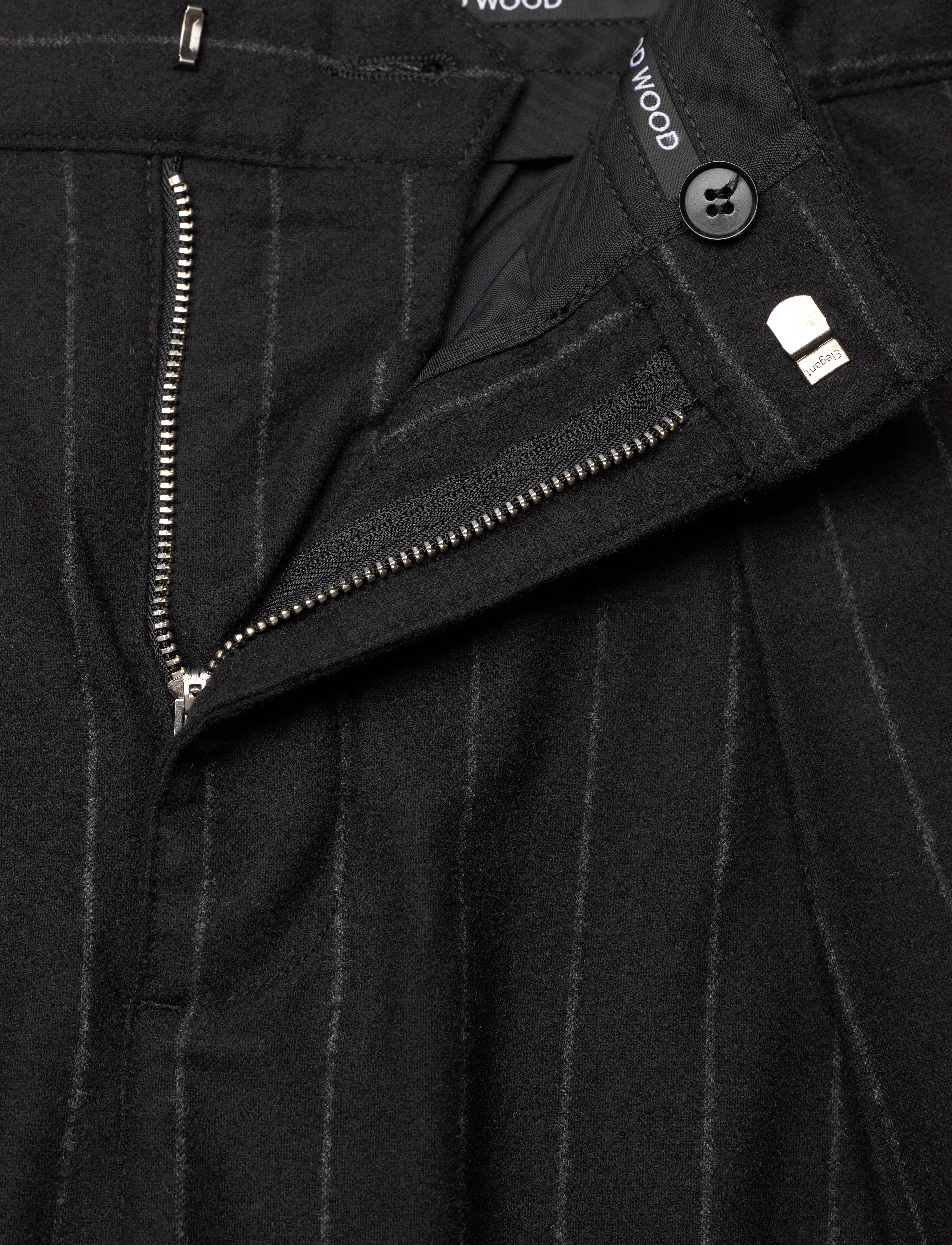 WOOD WOOD - WWFraser Pleated Chinos - black stripes - 3