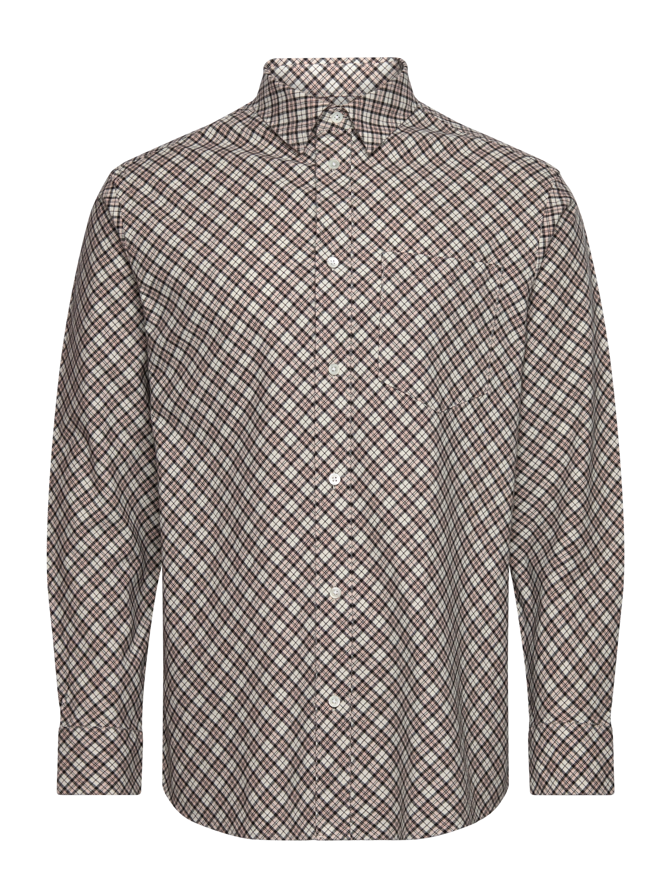WOOD Wwnico Bias Flannel Shirt, L, Shirts, Braun - Casual, Männerswear