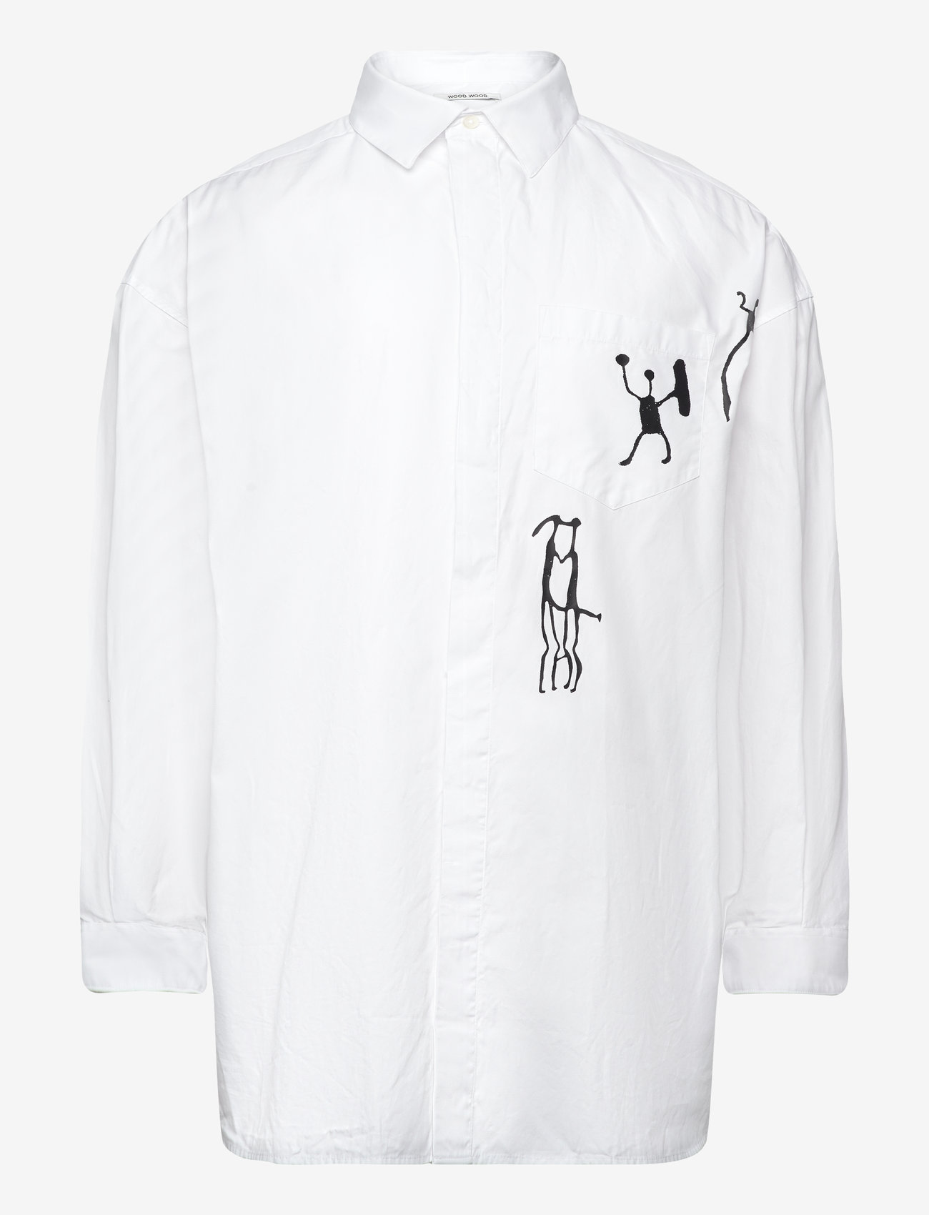 WOOD WOOD - WWRofus Oversized Print Shirt - mønstrede skjorter - white - 0