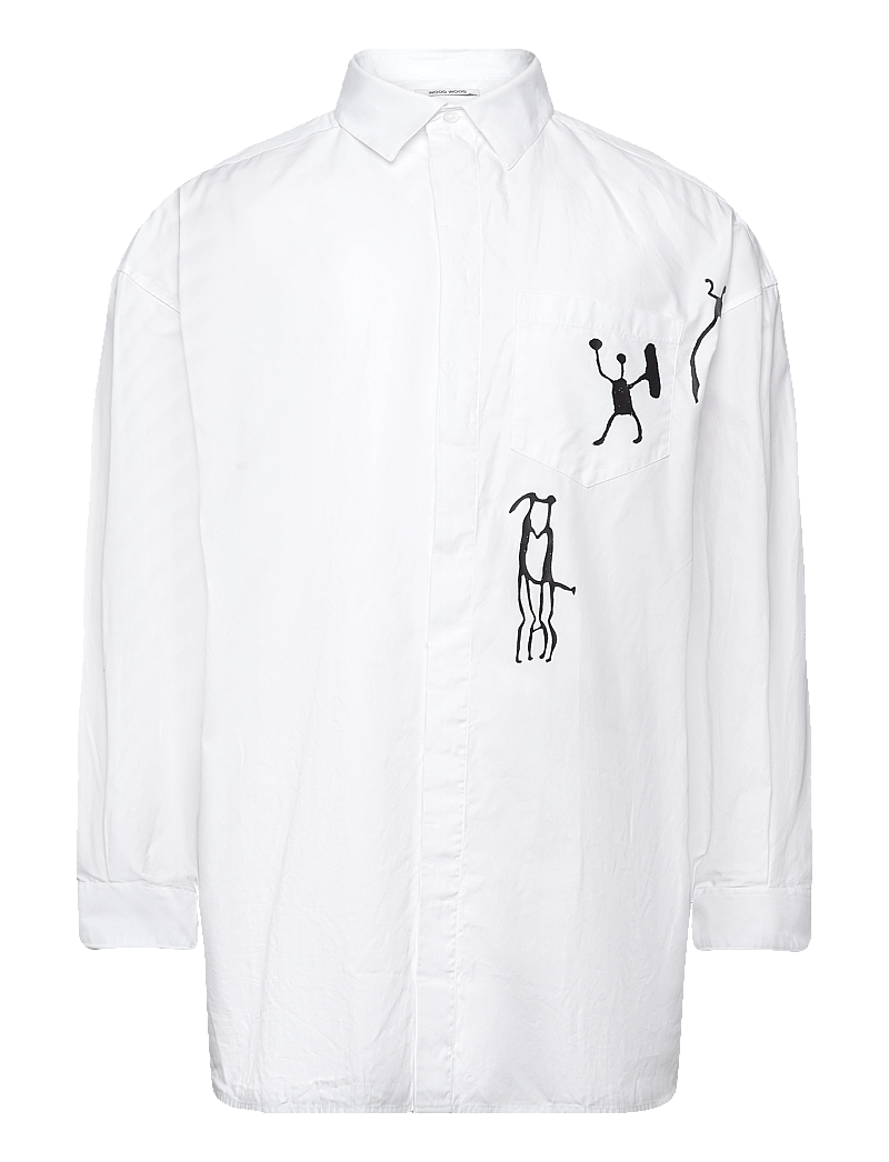WOOD WOOD - WWRofus Oversized Print Shirt - mønstrede skjorter - white - 0