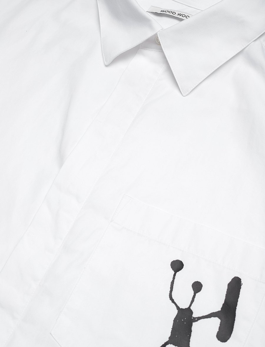 WOOD WOOD - WWRofus Oversized Print Shirt - krekli ar rakstu - white - 3