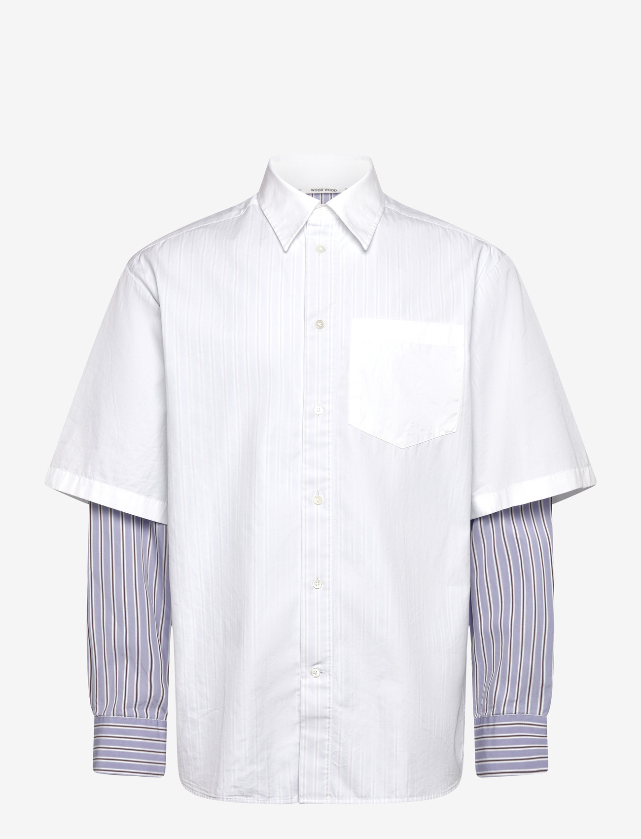 WOOD WOOD - WWDom DB Sleeve Stripe Shirt - casual skjortor - azure blue stripes - 0