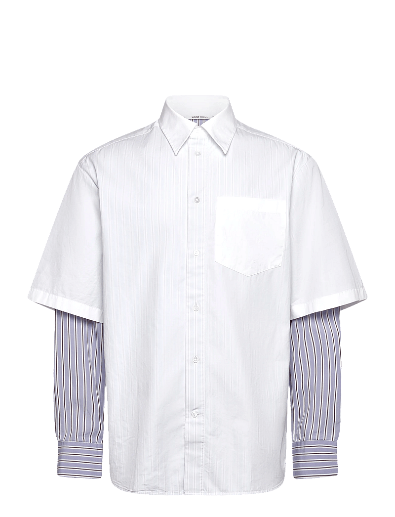 WOOD WOOD - WWDom DB Sleeve Stripe Shirt - casual skjortor - azure blue stripes - 0