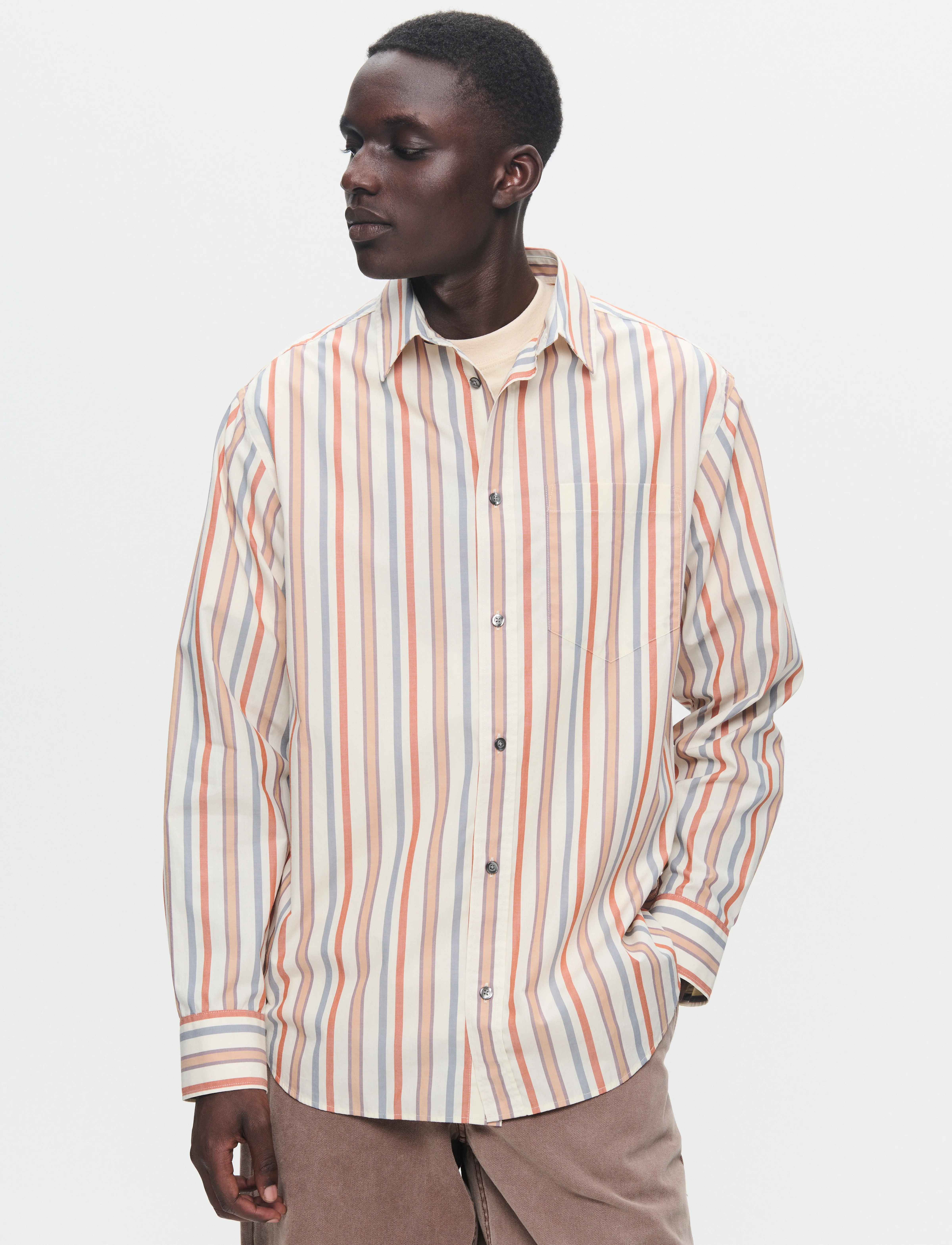 WOOD WOOD WWNico shirt stripe - Skjorter - SILVER GRAY / beige